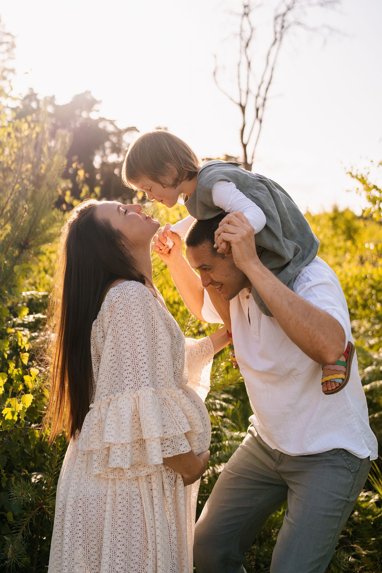 Joyful outdoor family moments captured during golden hour.