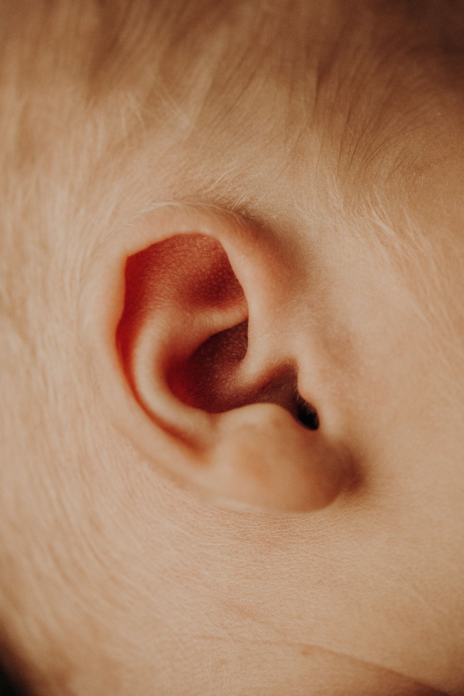 Series of close-up photographs showing a baby's ear from different angles.