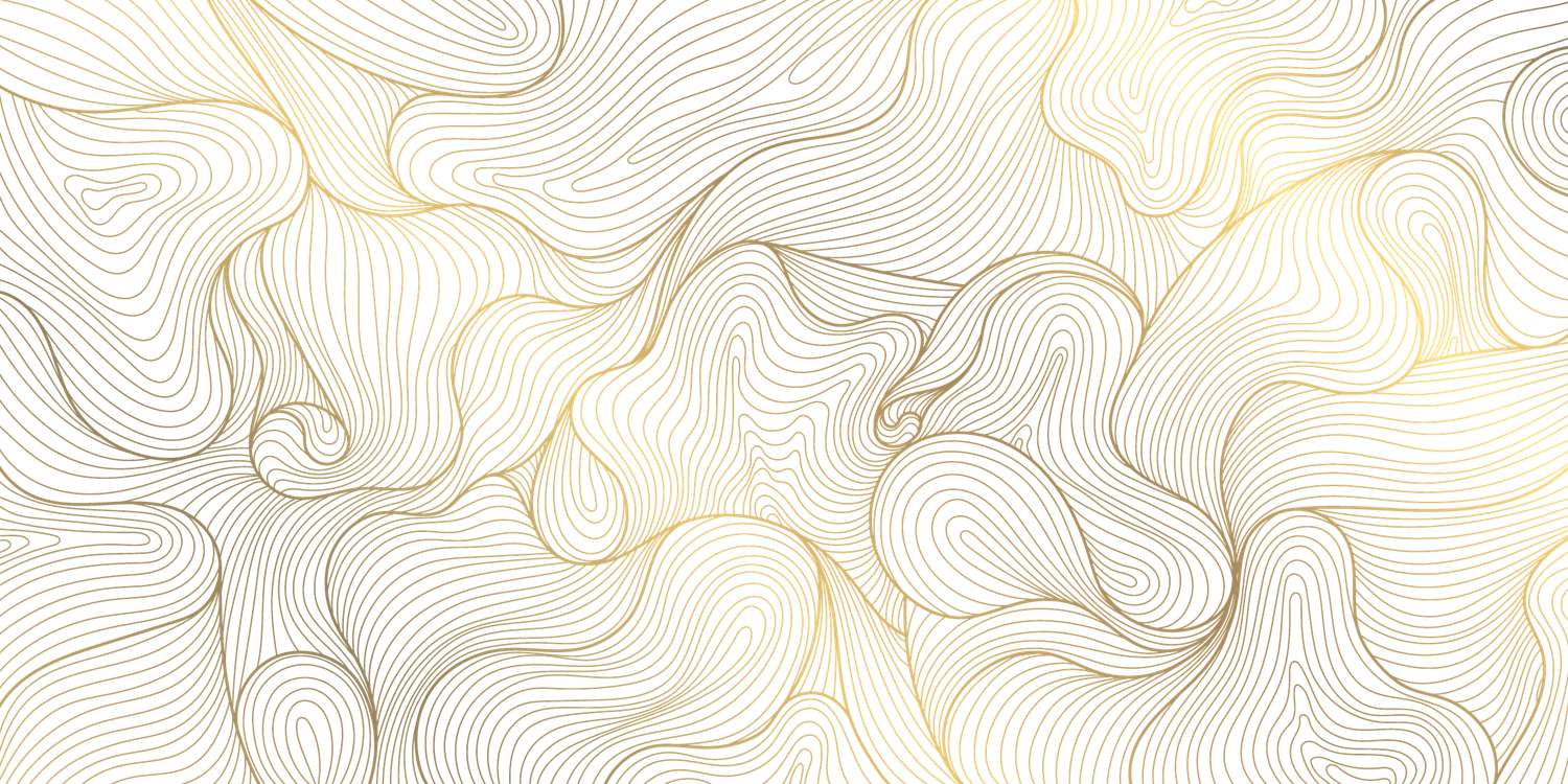 Luxury gold and white abstract wavy topographic line art background pattern.