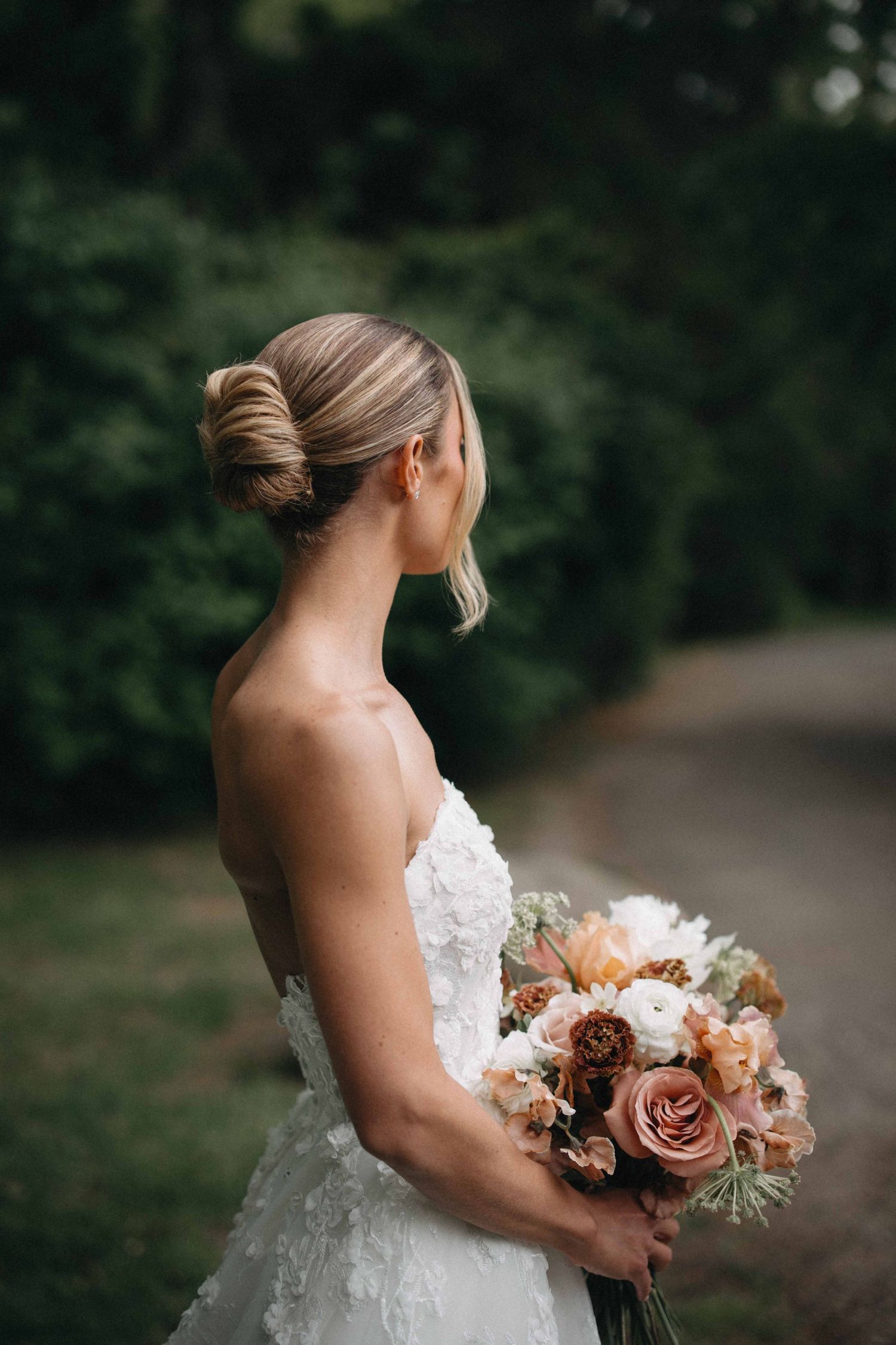 Long Island wedding photography of bride with bouquet