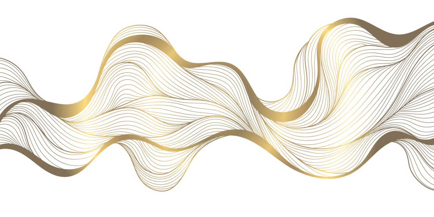 Elegant gold and gray flowing wave lines on white background, luxury design.