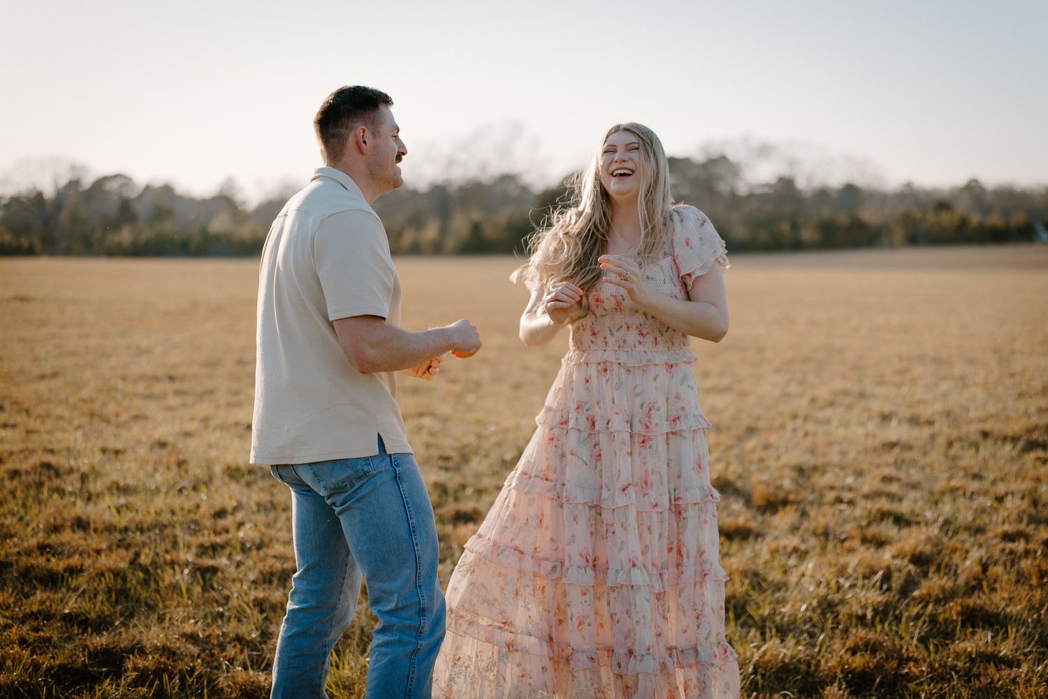 Arkansas Couples Photographer. Couple having fun during session.