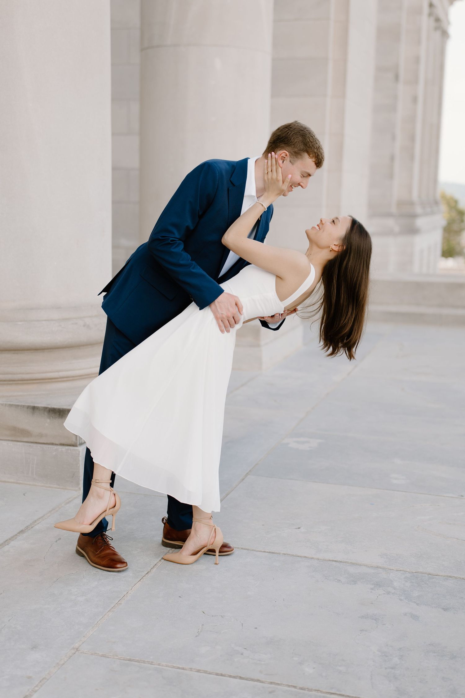 Engagement session at The Arkansas State Capital.