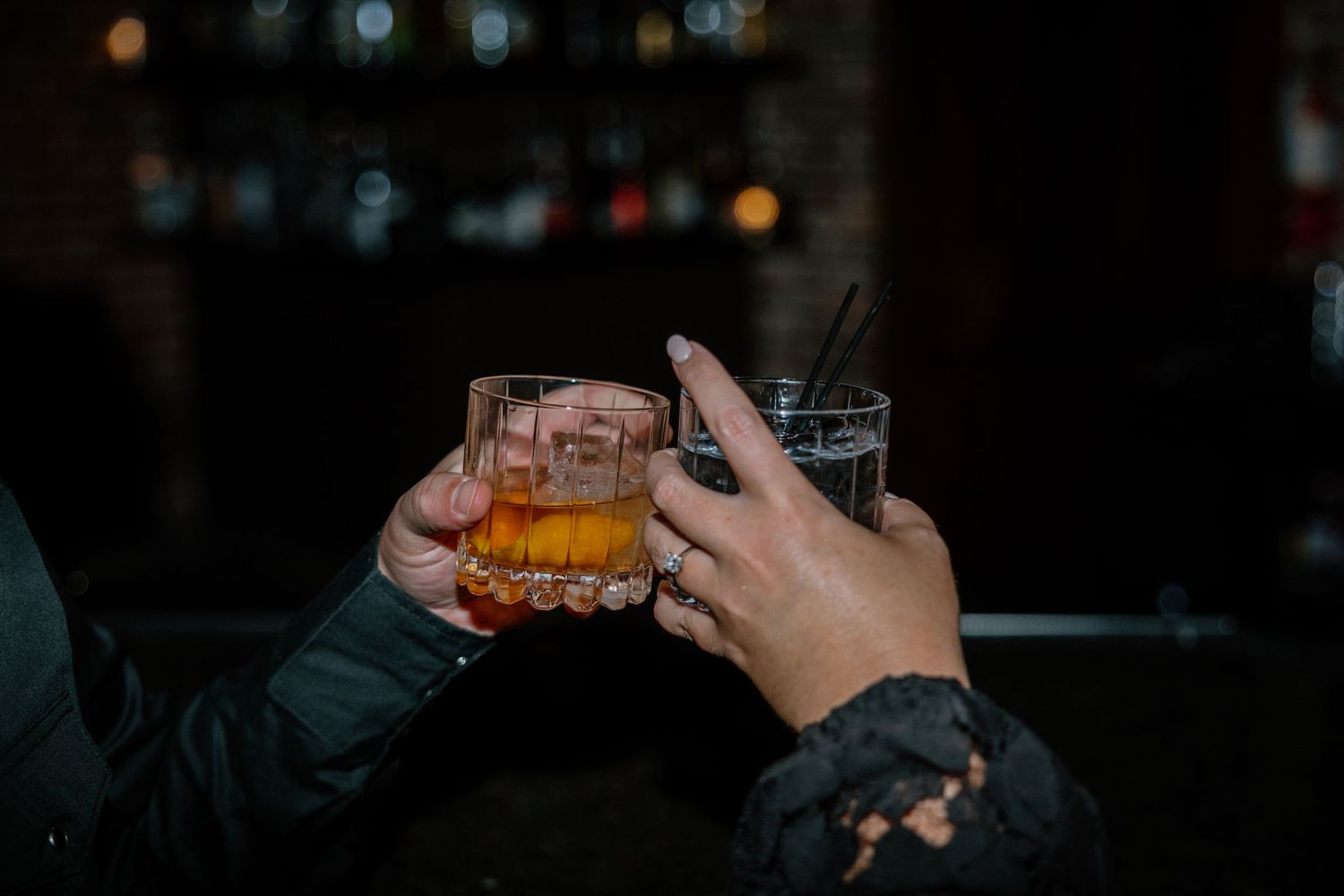 Engagement session at the Attic Bar in Little Rock, Arkansas.