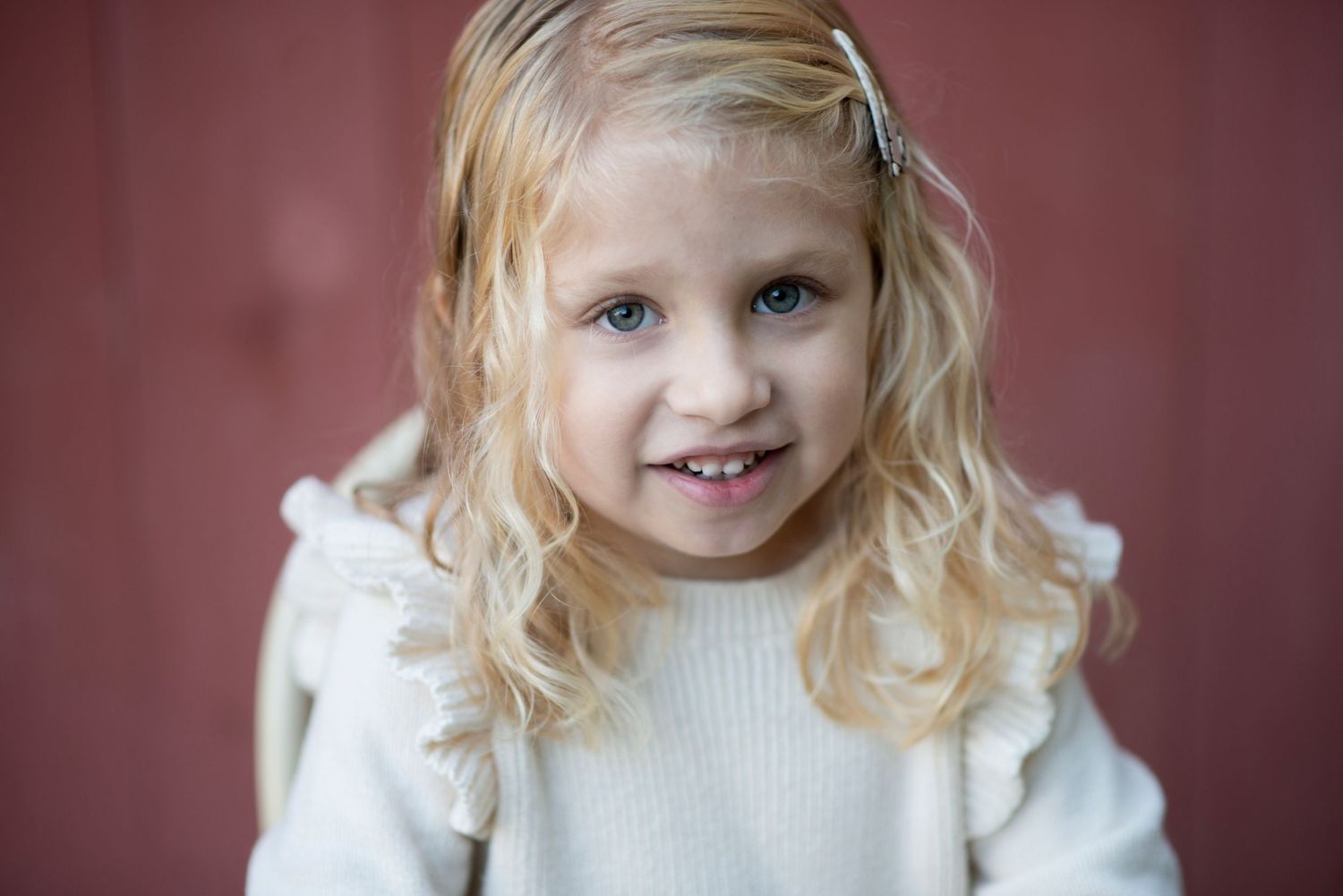 Close portrait of little girl at Croft Farm in Cherry Hill, NJ.