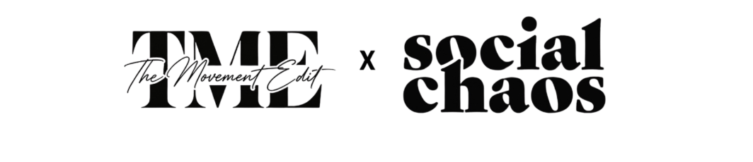TME The Movement Edit x Social Chaos collaboration logo in black and white text.
