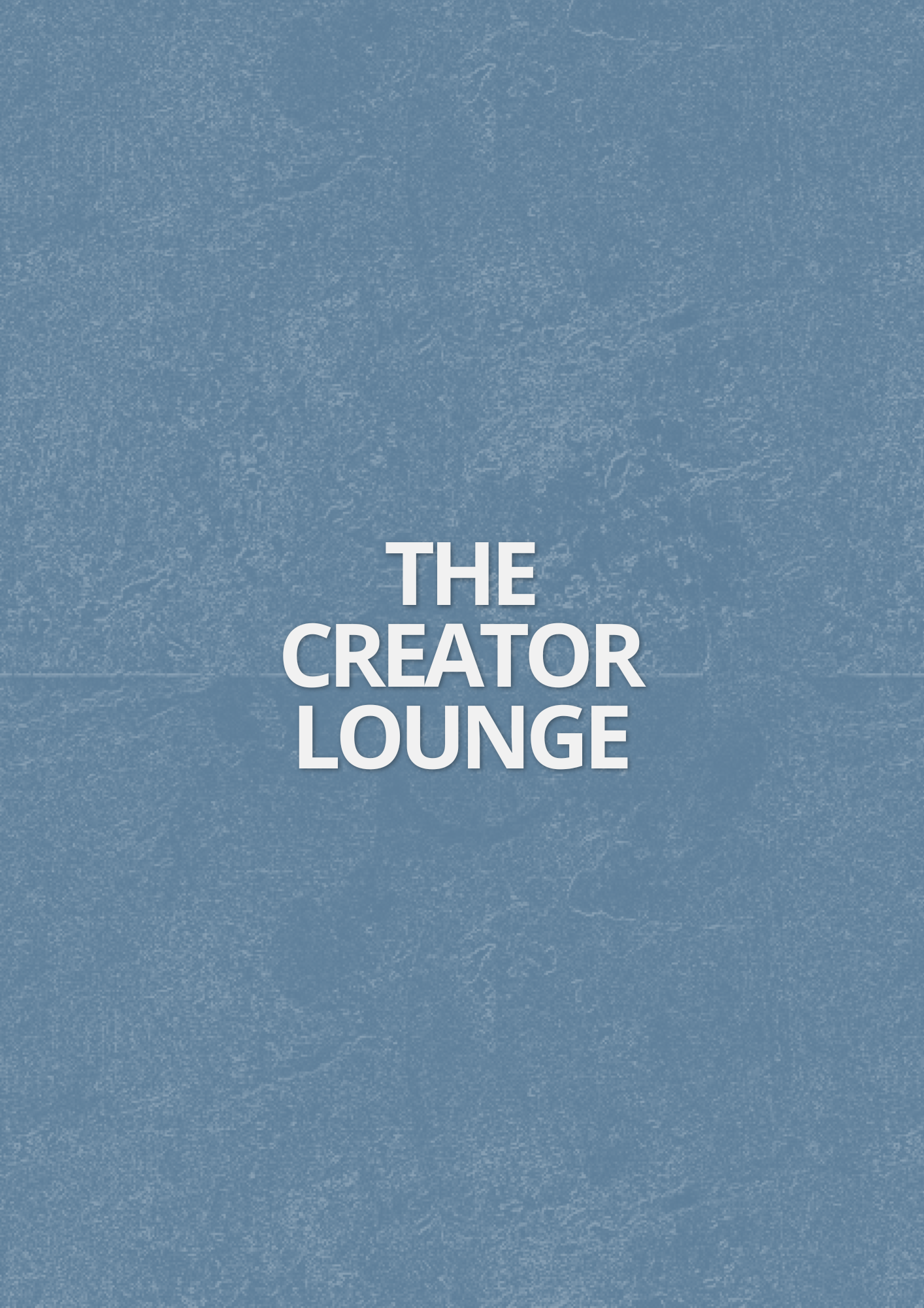 The Creator Lounge logo displayed in bold white text on a textured steel blue background.
