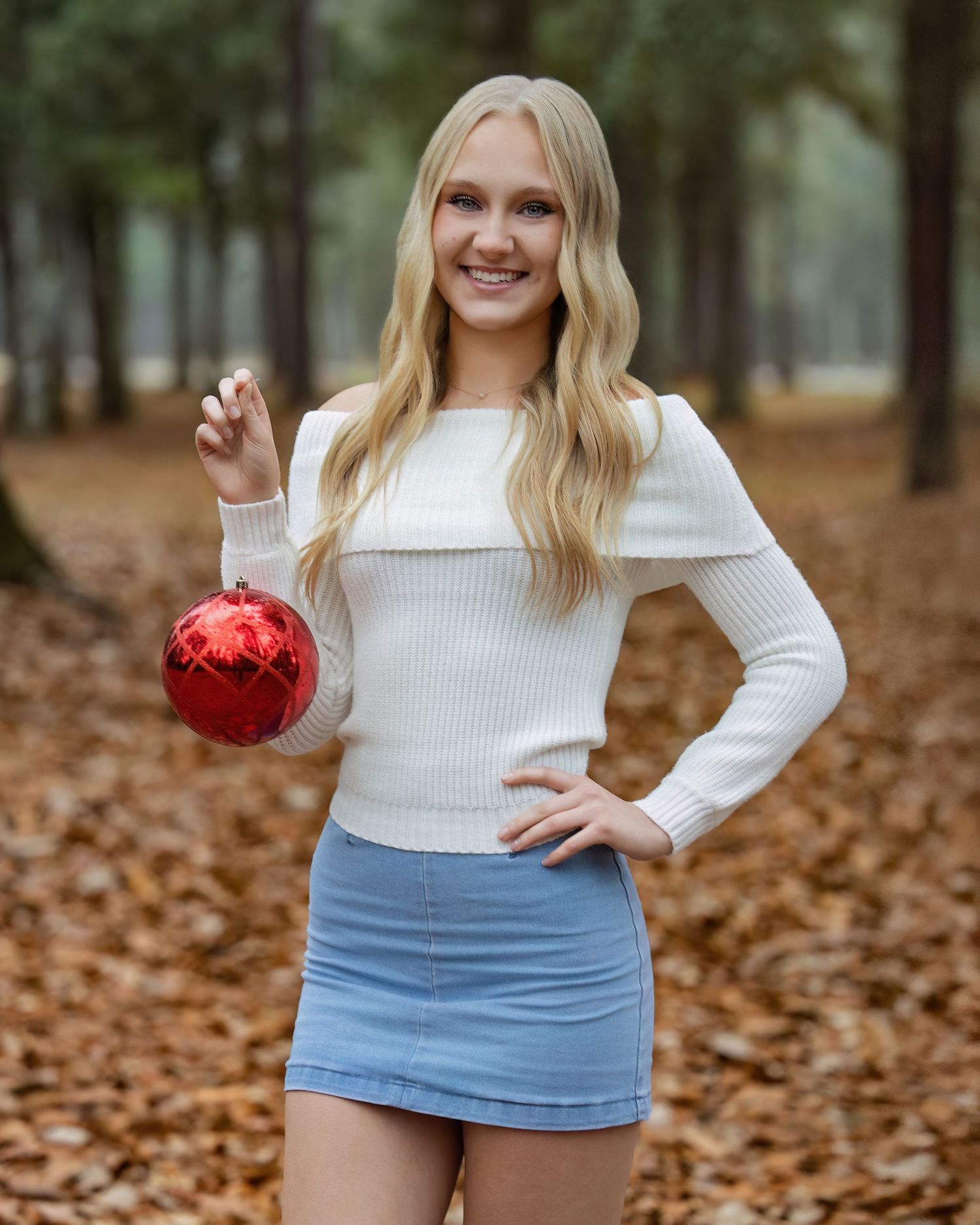 VHS Senior Lynsie, is ready for Christmas in the Woods photoshoot.