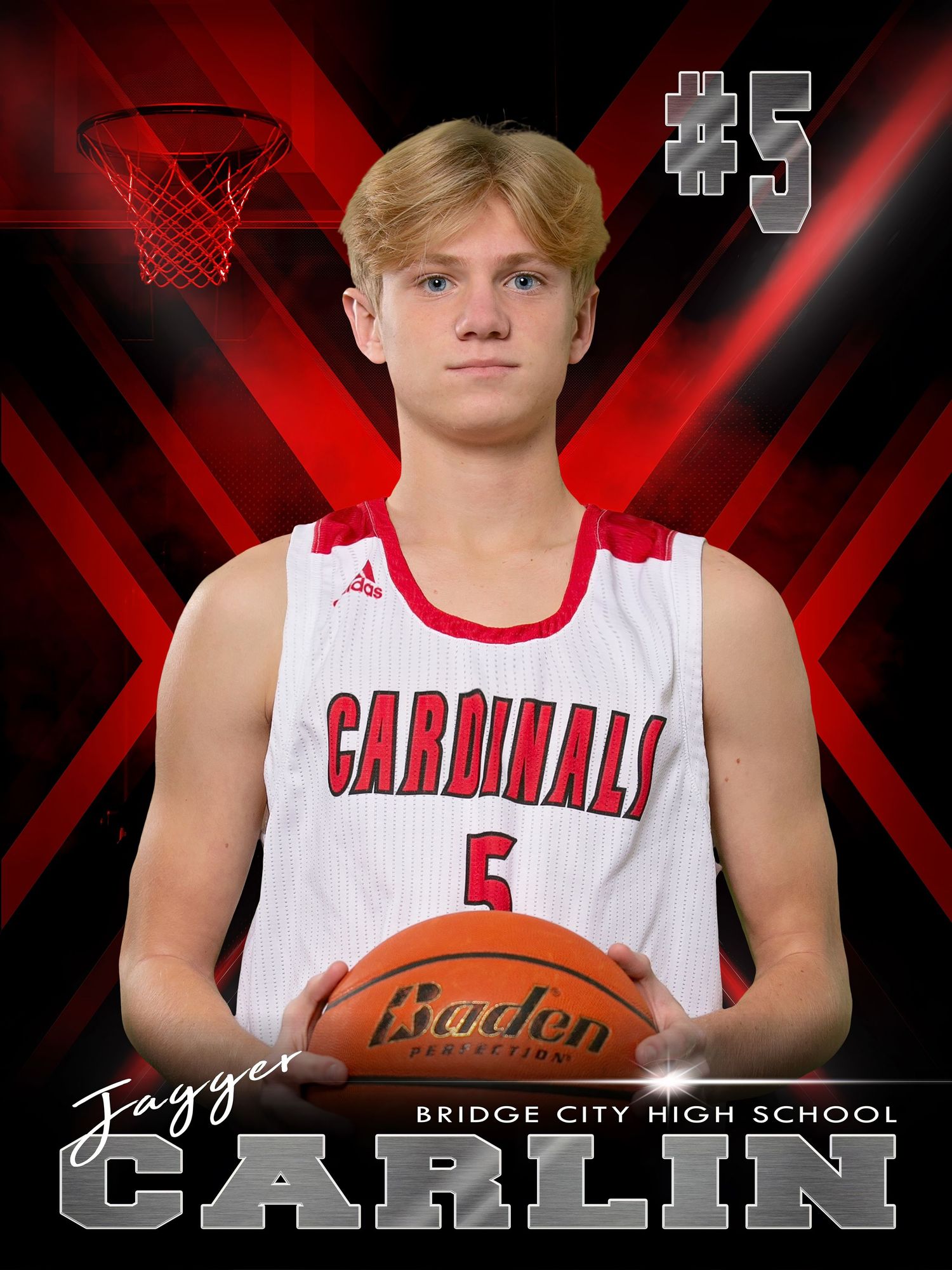 Basketball player banner for Bridge City High School Sports banner