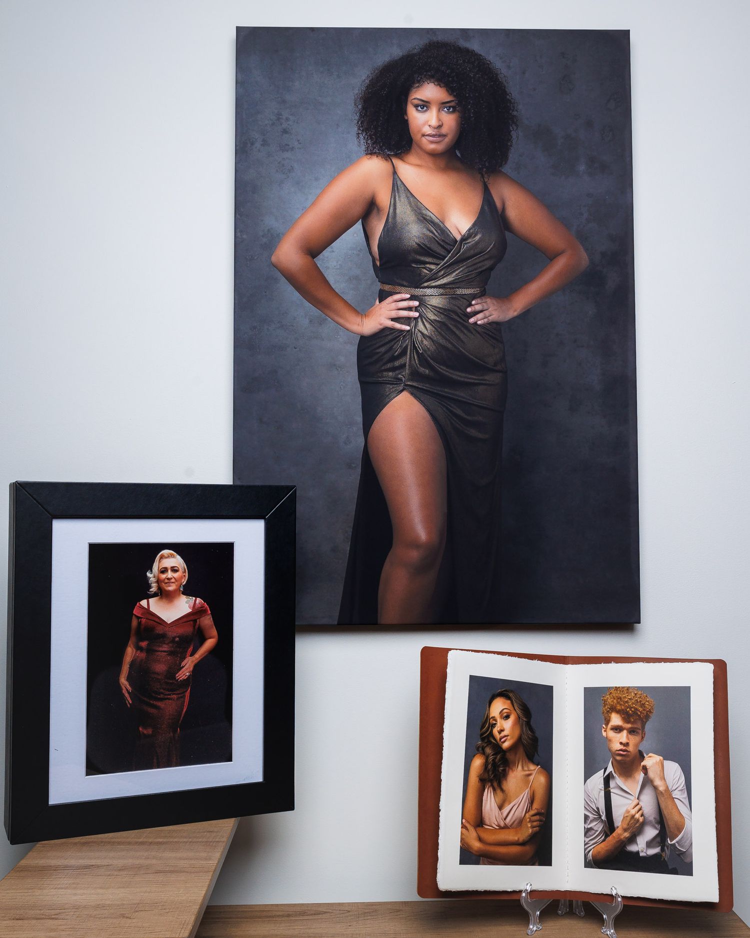 Collection of professional portrait photographs displayed in an elegant portfolio presentation.