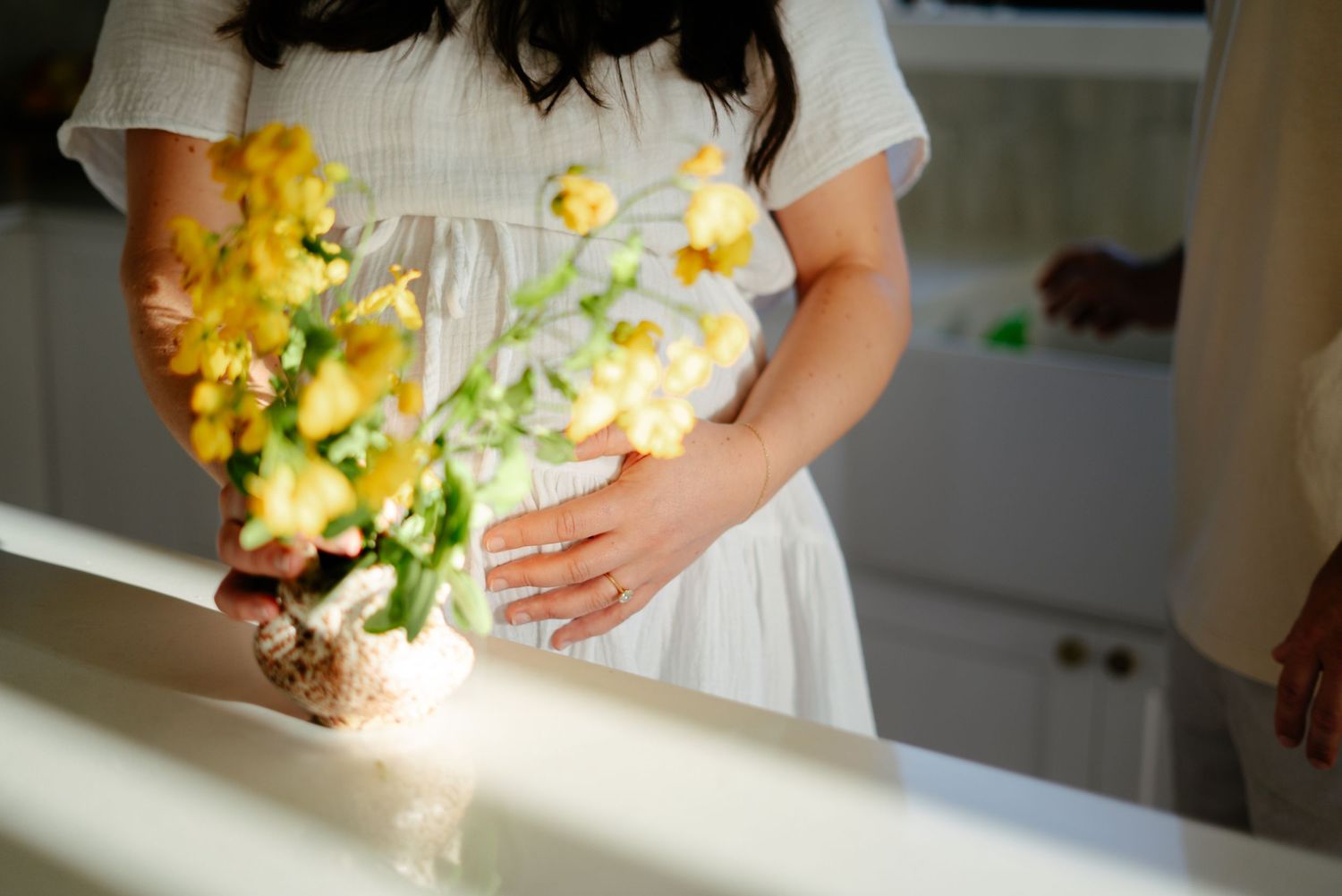 Maternity portrait of mother in natural light.