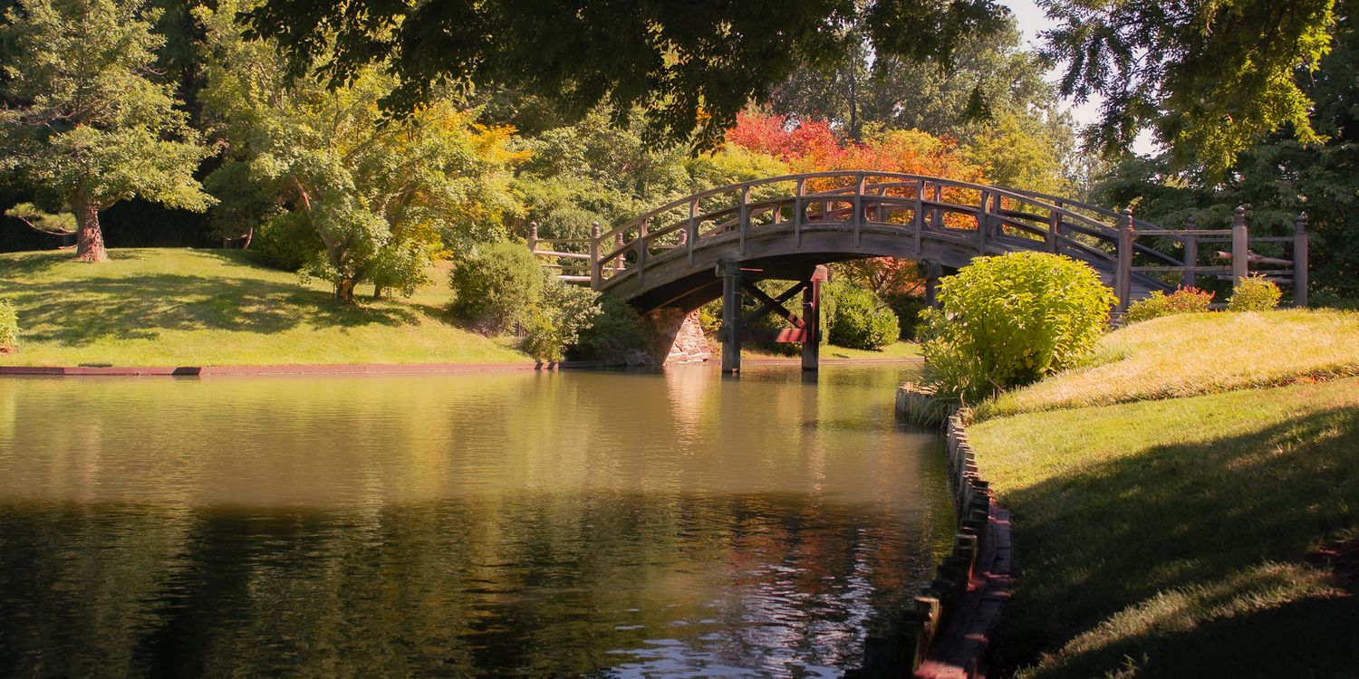 Green space and water features of the Missouri Botanical Gardens in St Louis