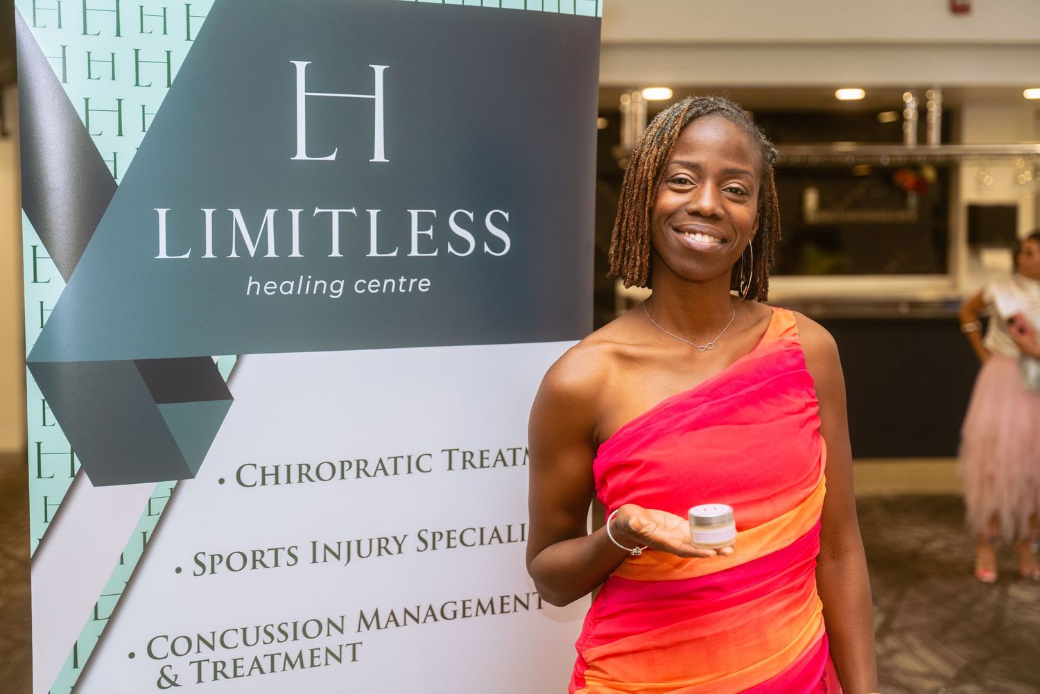 Professional office signage for Limitless chiropractic and sports injury treatment center.