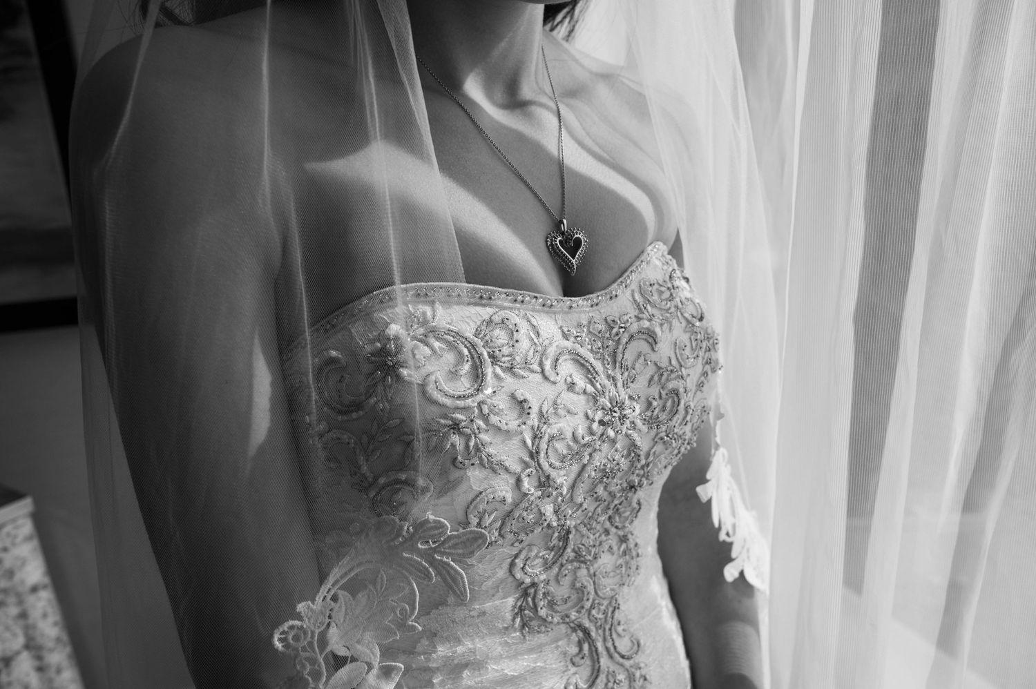 Wedding dress detail photography highlighting lace, texture, veils, and bridal elegance.