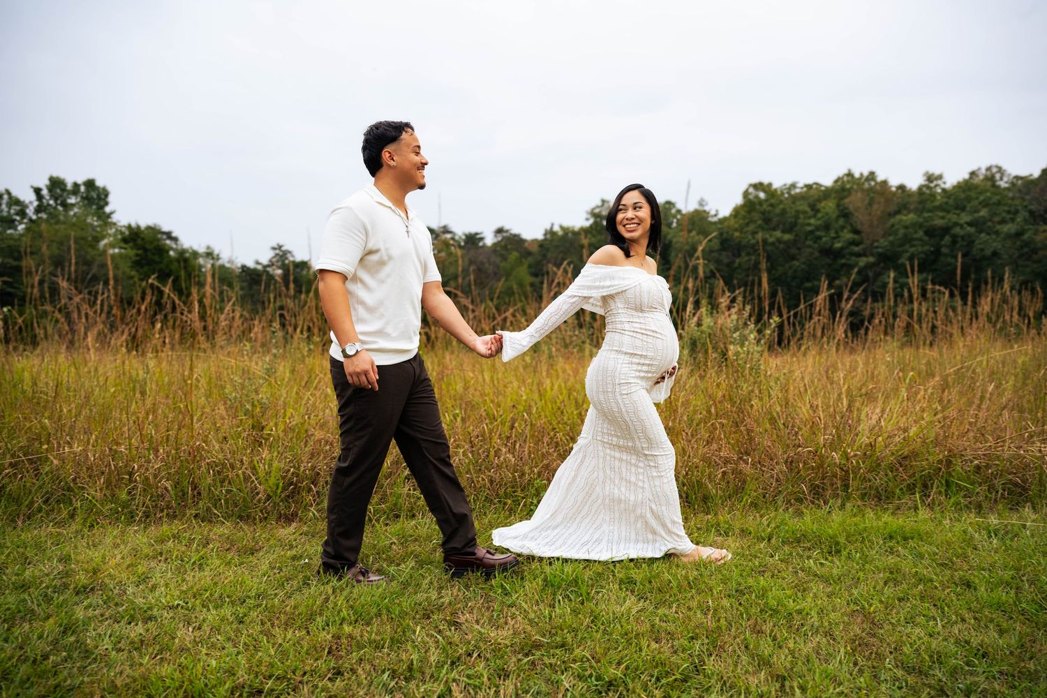 Natural walking portraits filled with genuine connection, anticipation, and love.