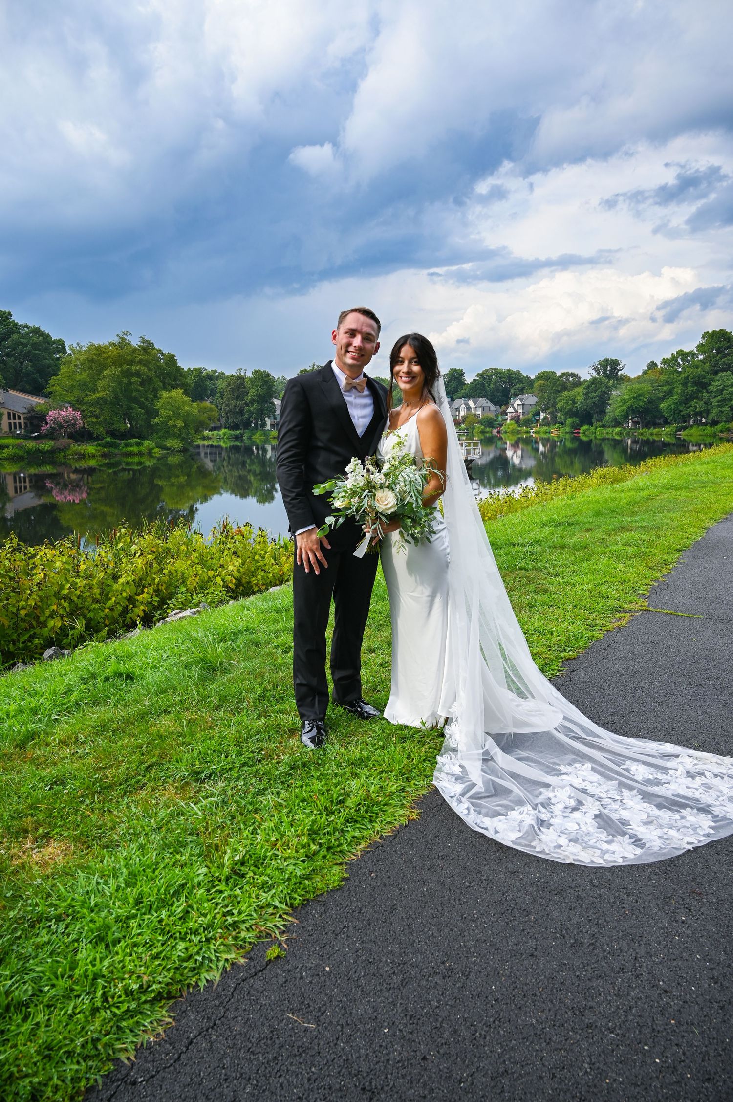 Timeless portrait of the bride and groom together on their wedding day.