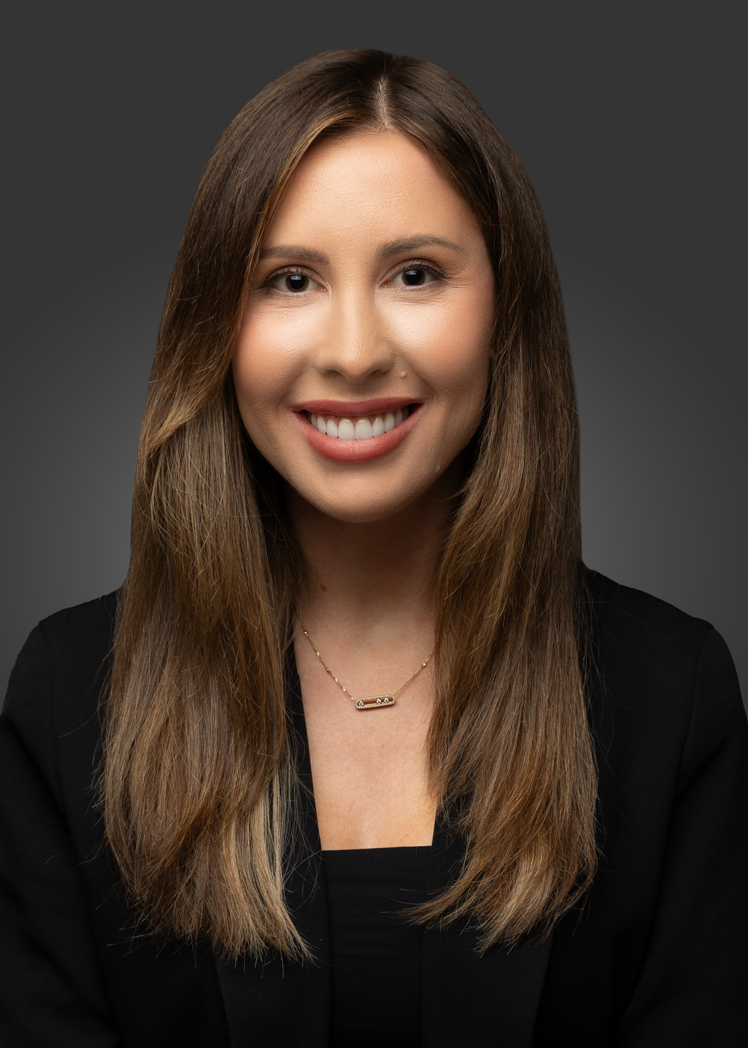 Professional headshots showing different expressions against a dark background.