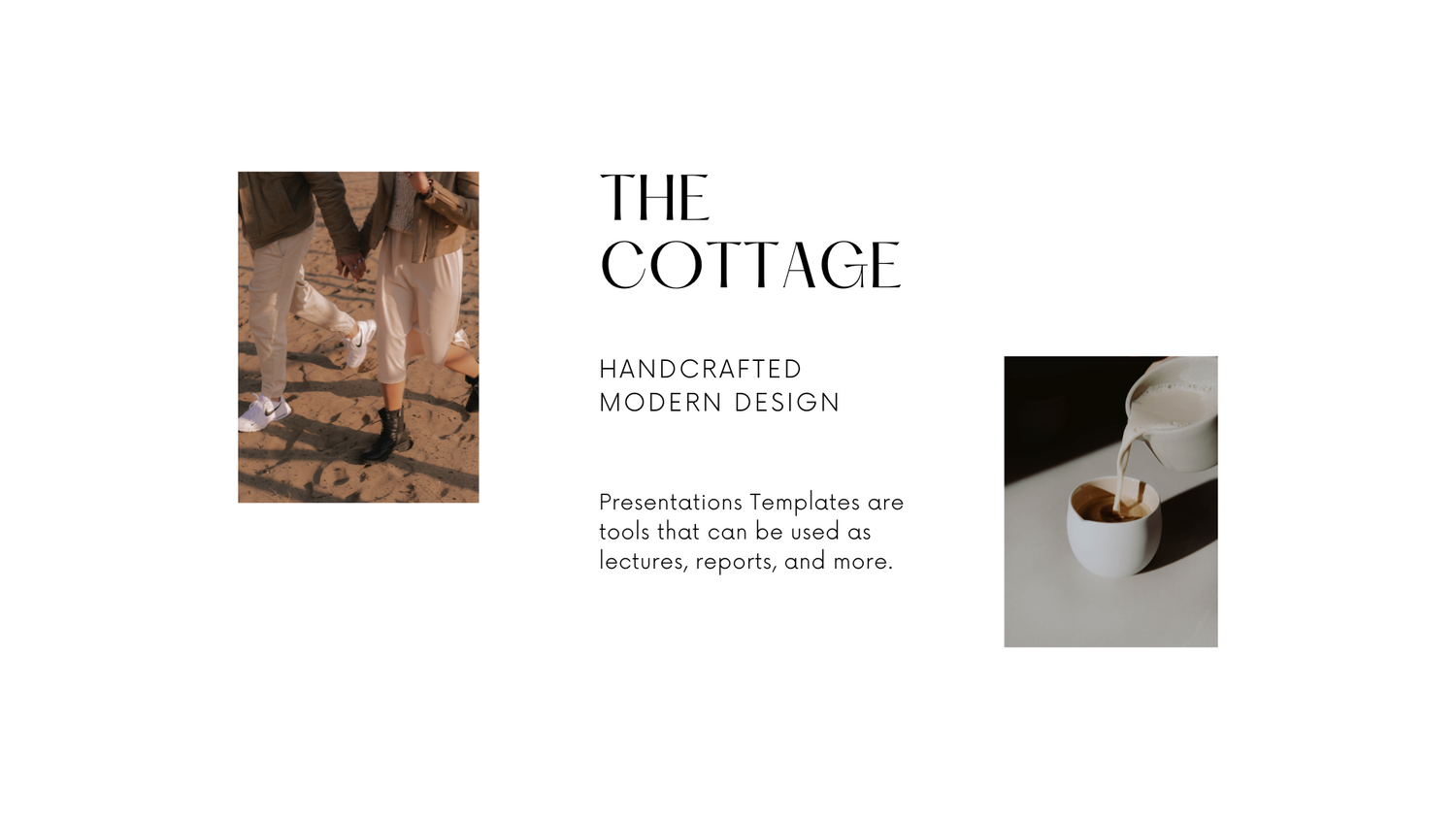The Cottage handcrafted modern design presentation template with rustic lifestyle photography.