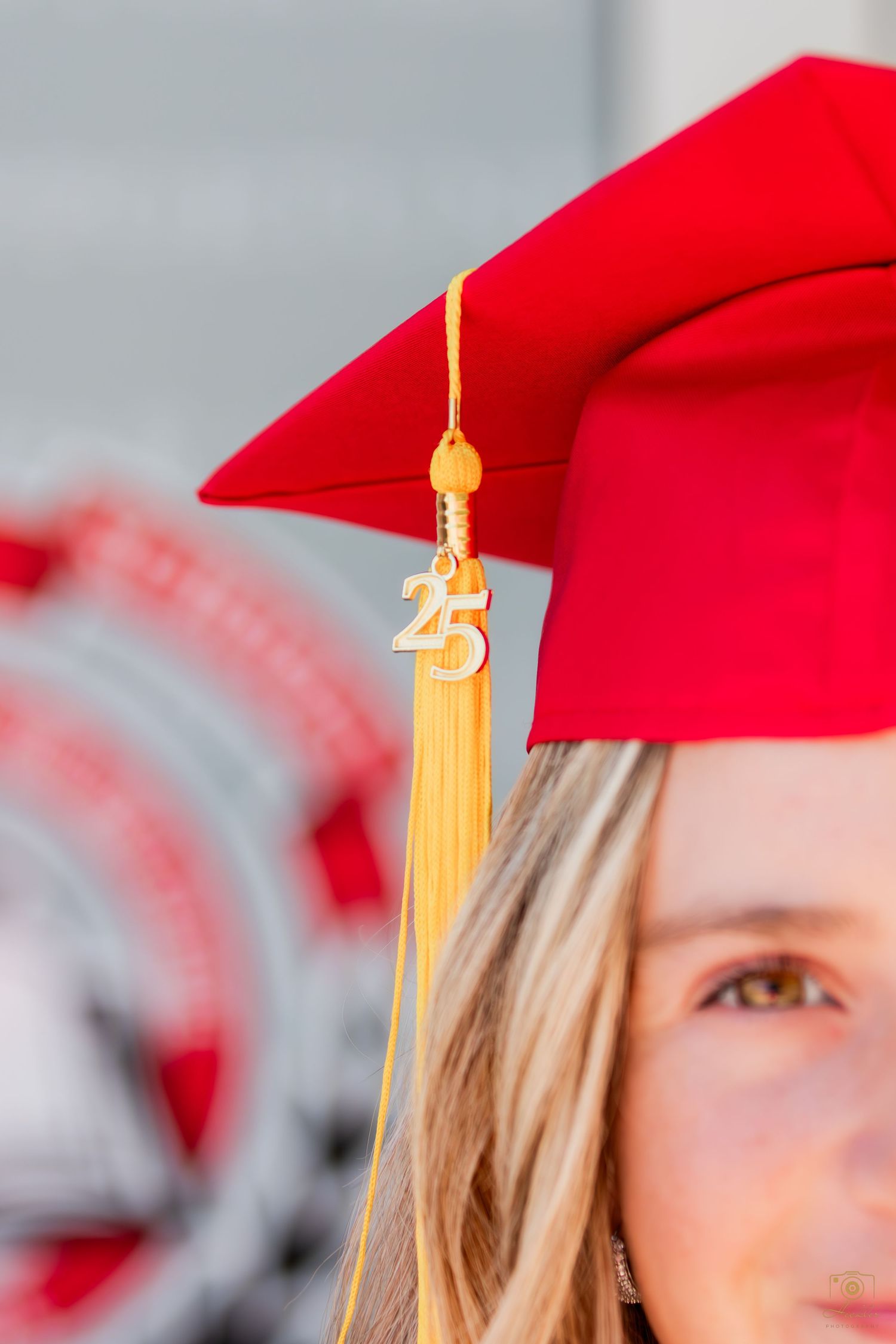 Up close to a gap and gown picture that focus on the tassel.