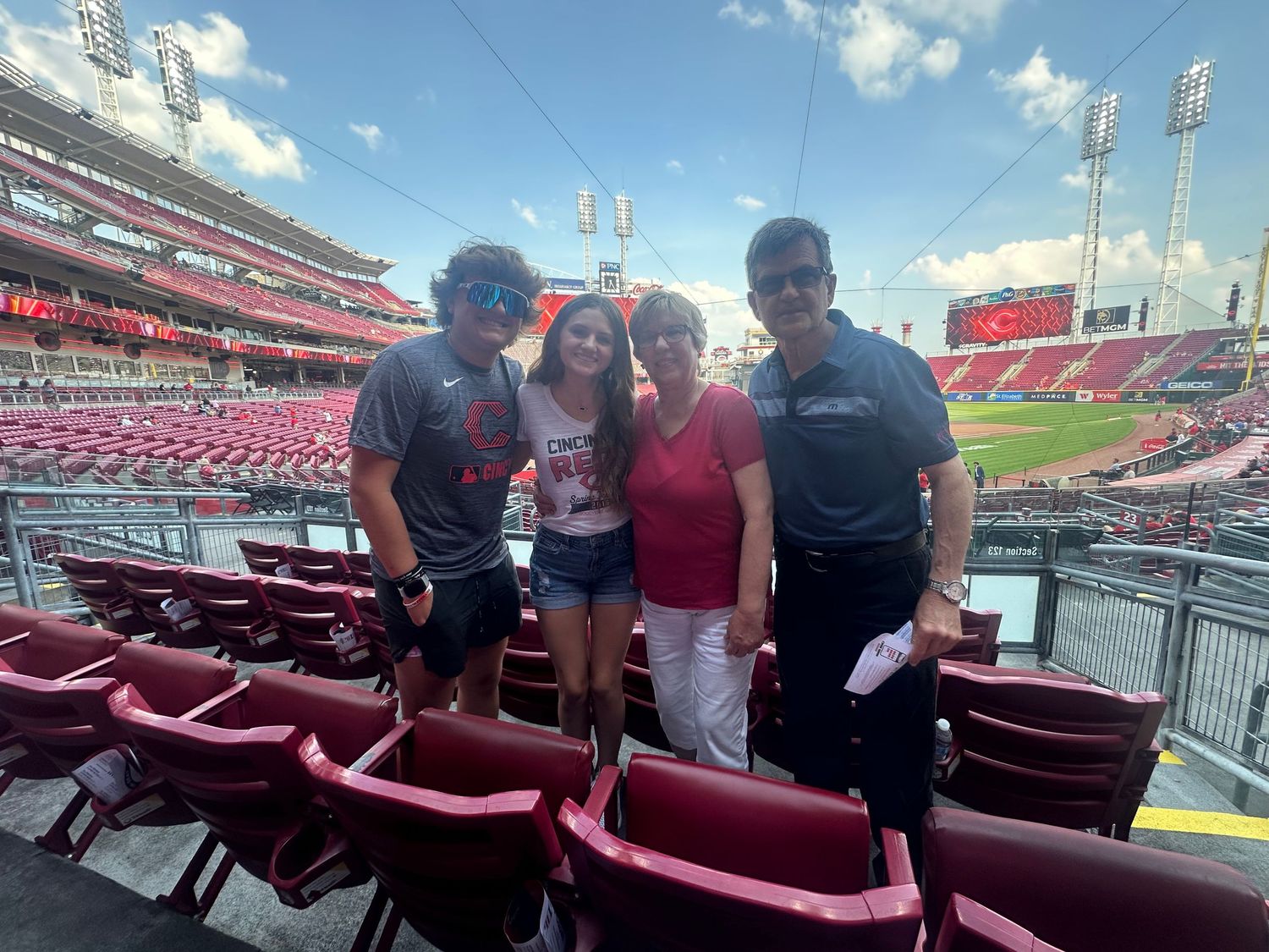 Group at a baseball game.