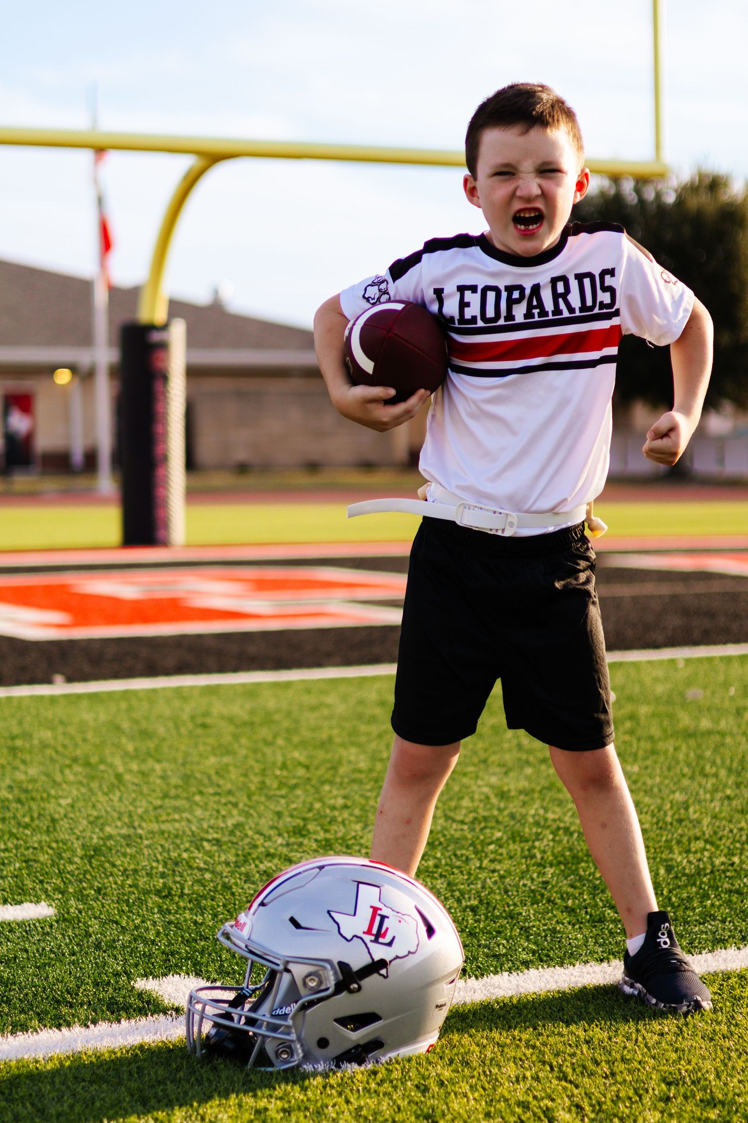Youth flag football player portrait