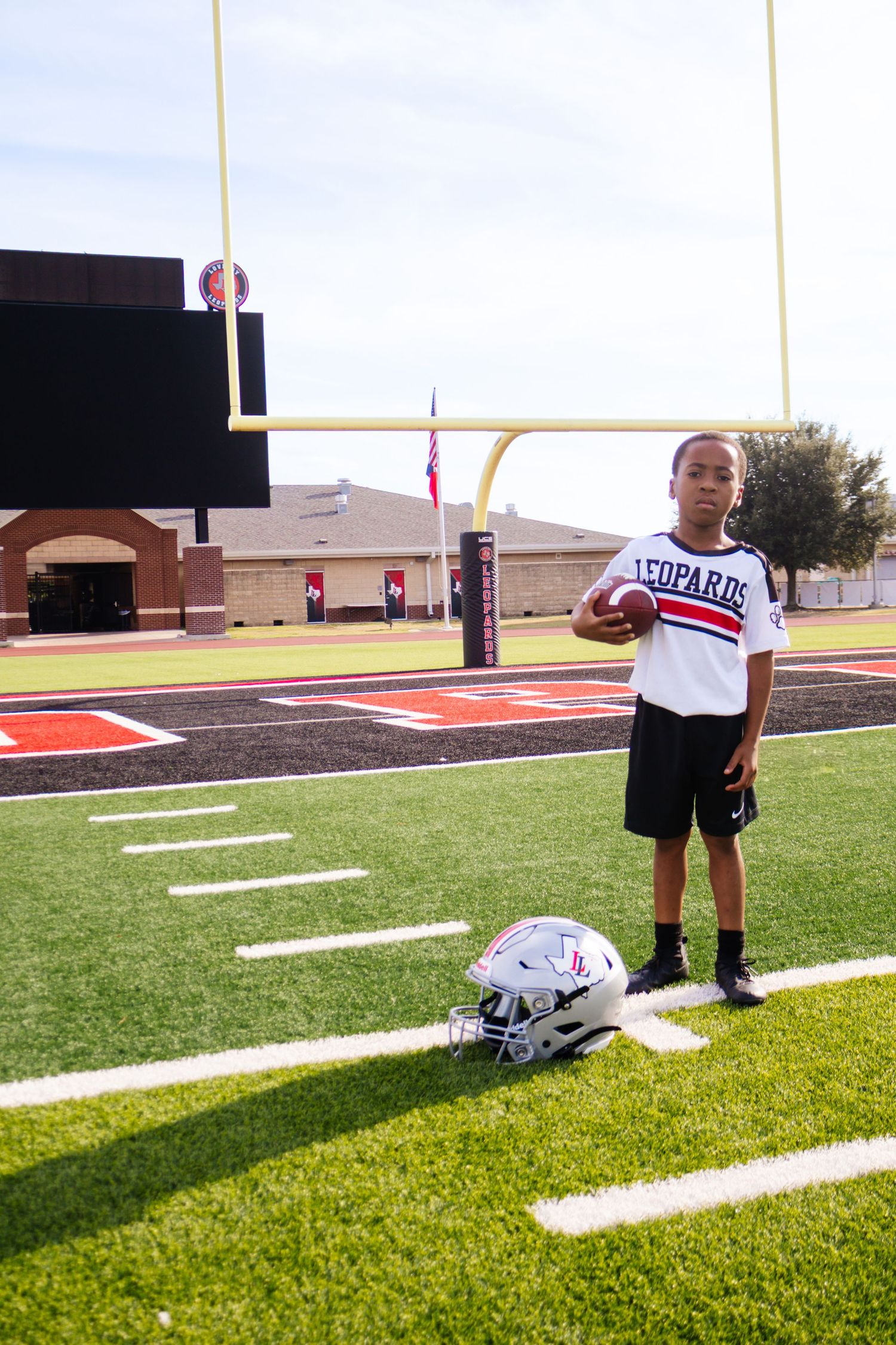 Youth flag football player portrait