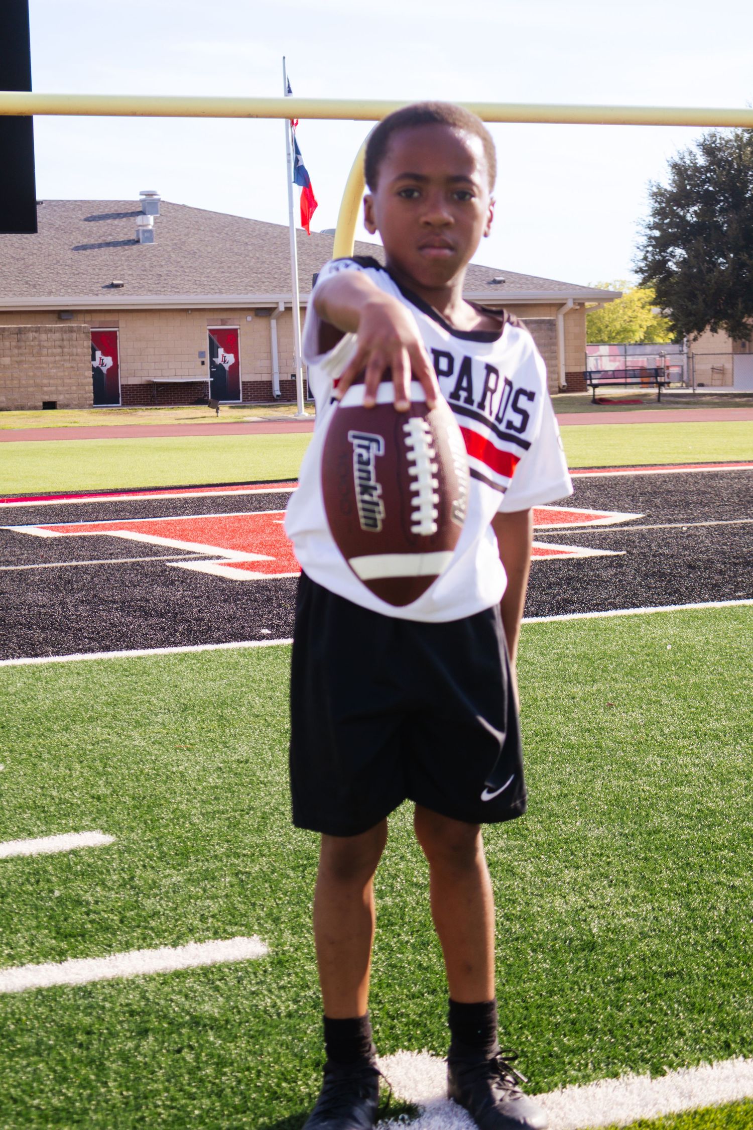 Youth flag football player portrait