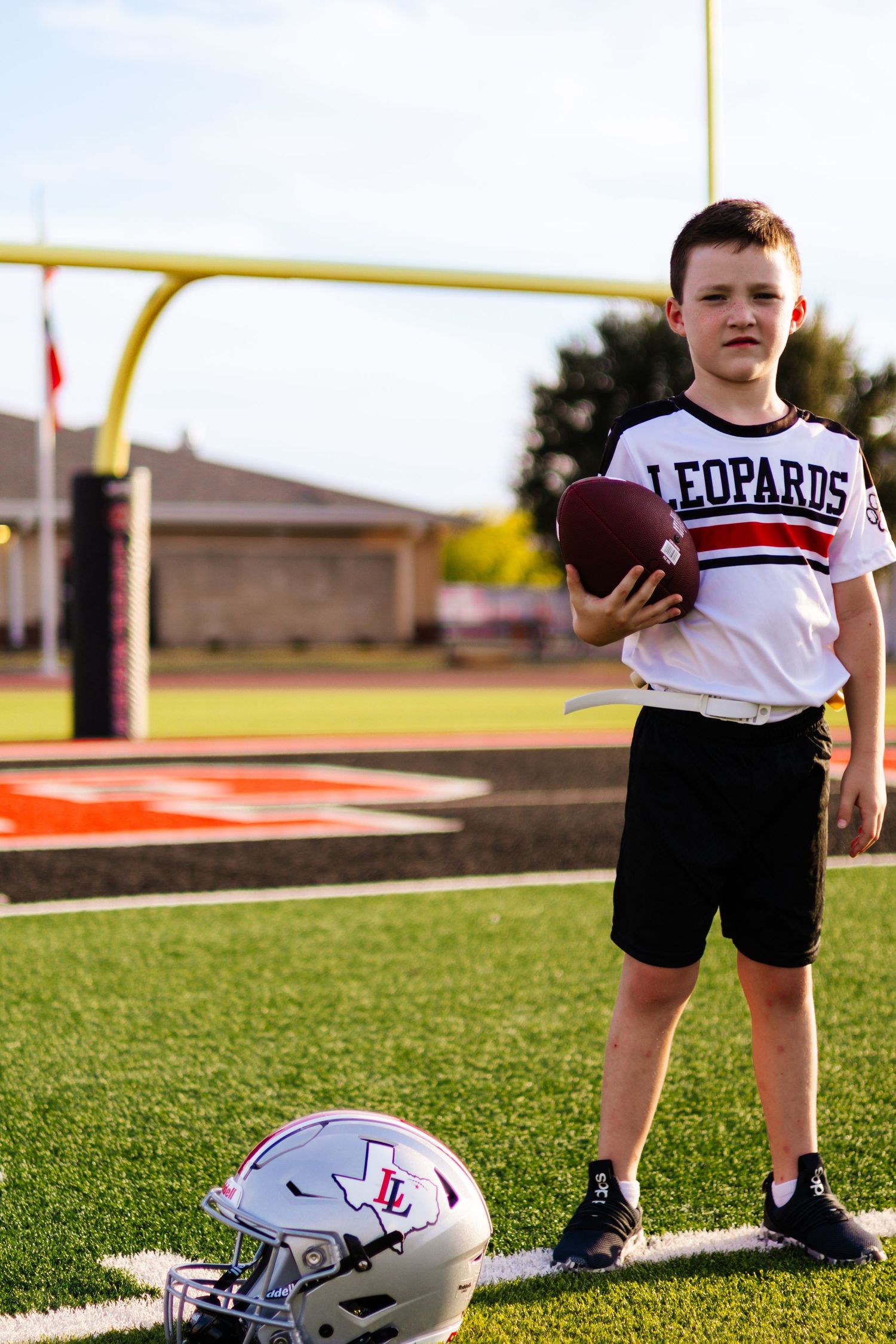 Youth flag football player portrait