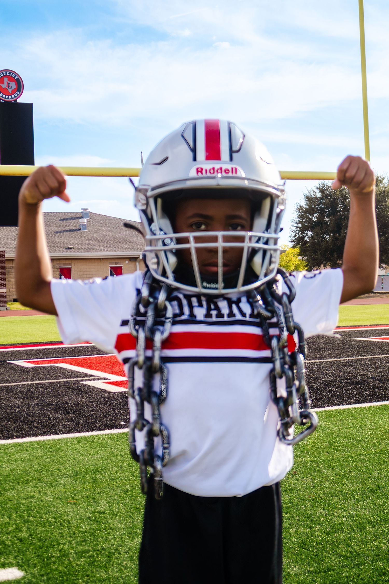 Youth flag football player portrait