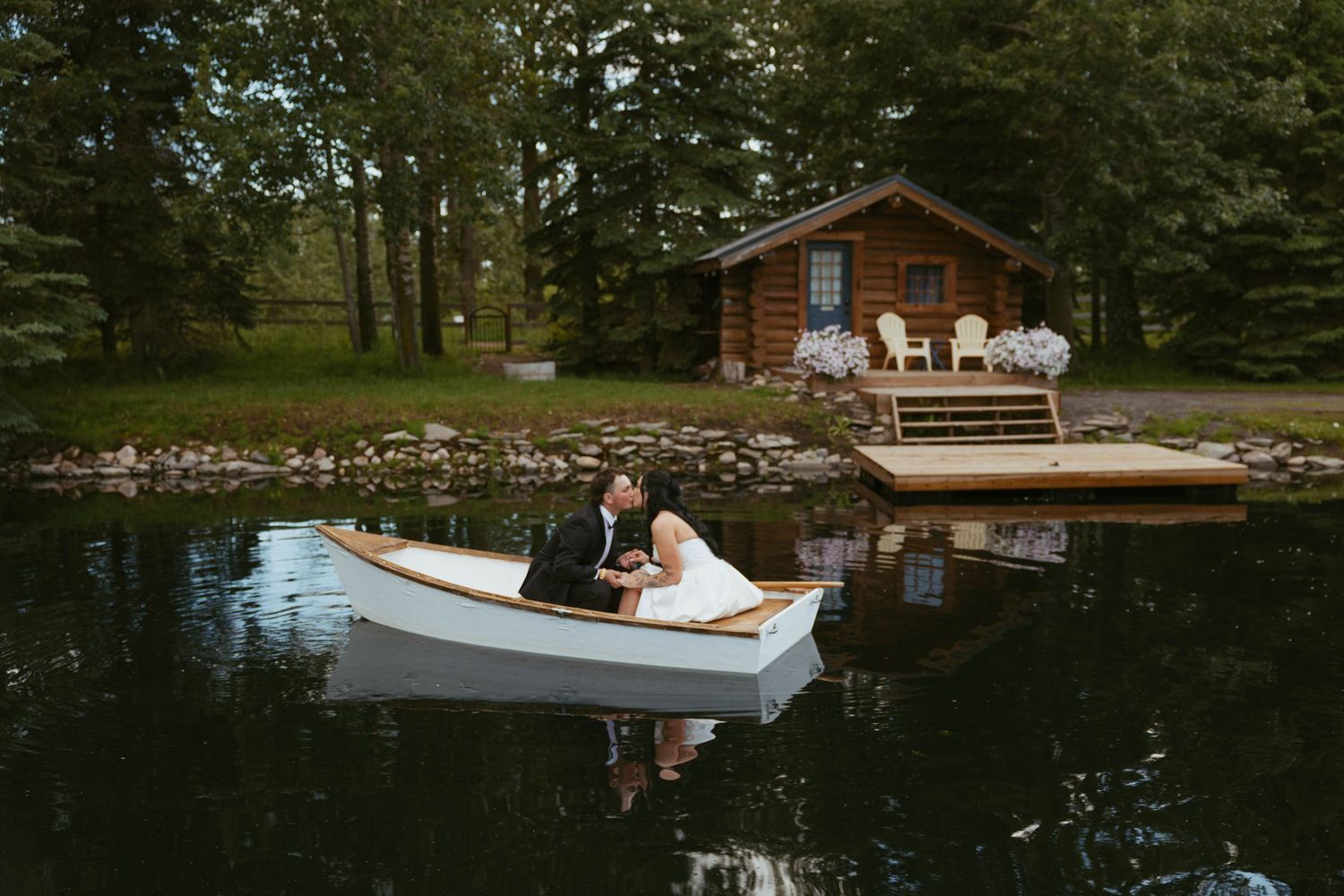 Pine and pond wedding photos