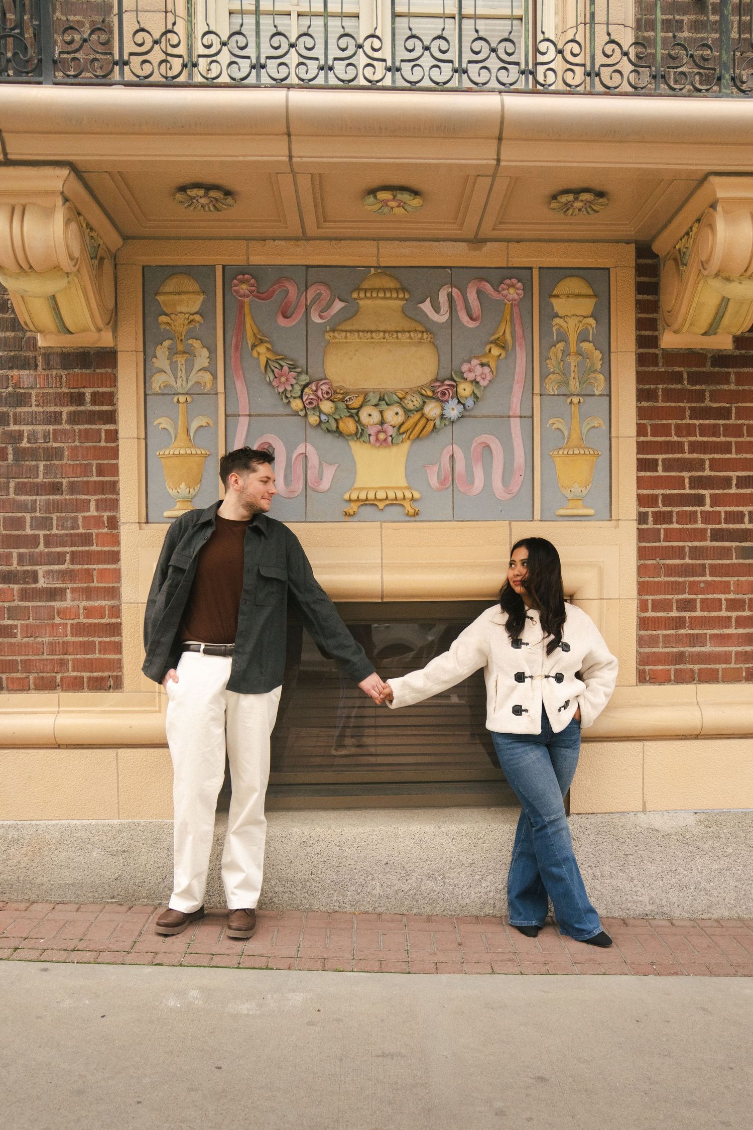 Couples photography session in Salt Lake City urban streets and colorful murals