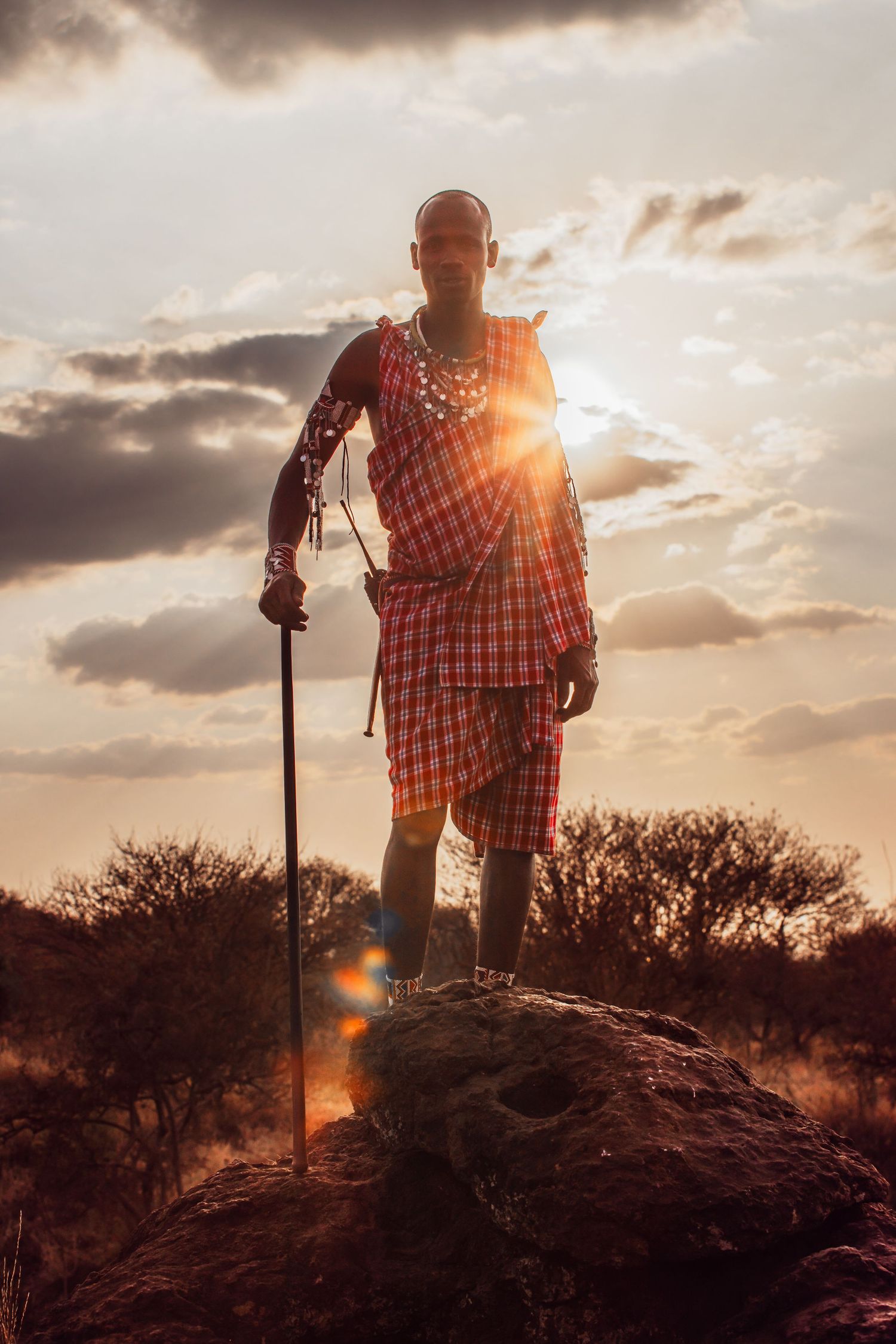 A maasai at sunset