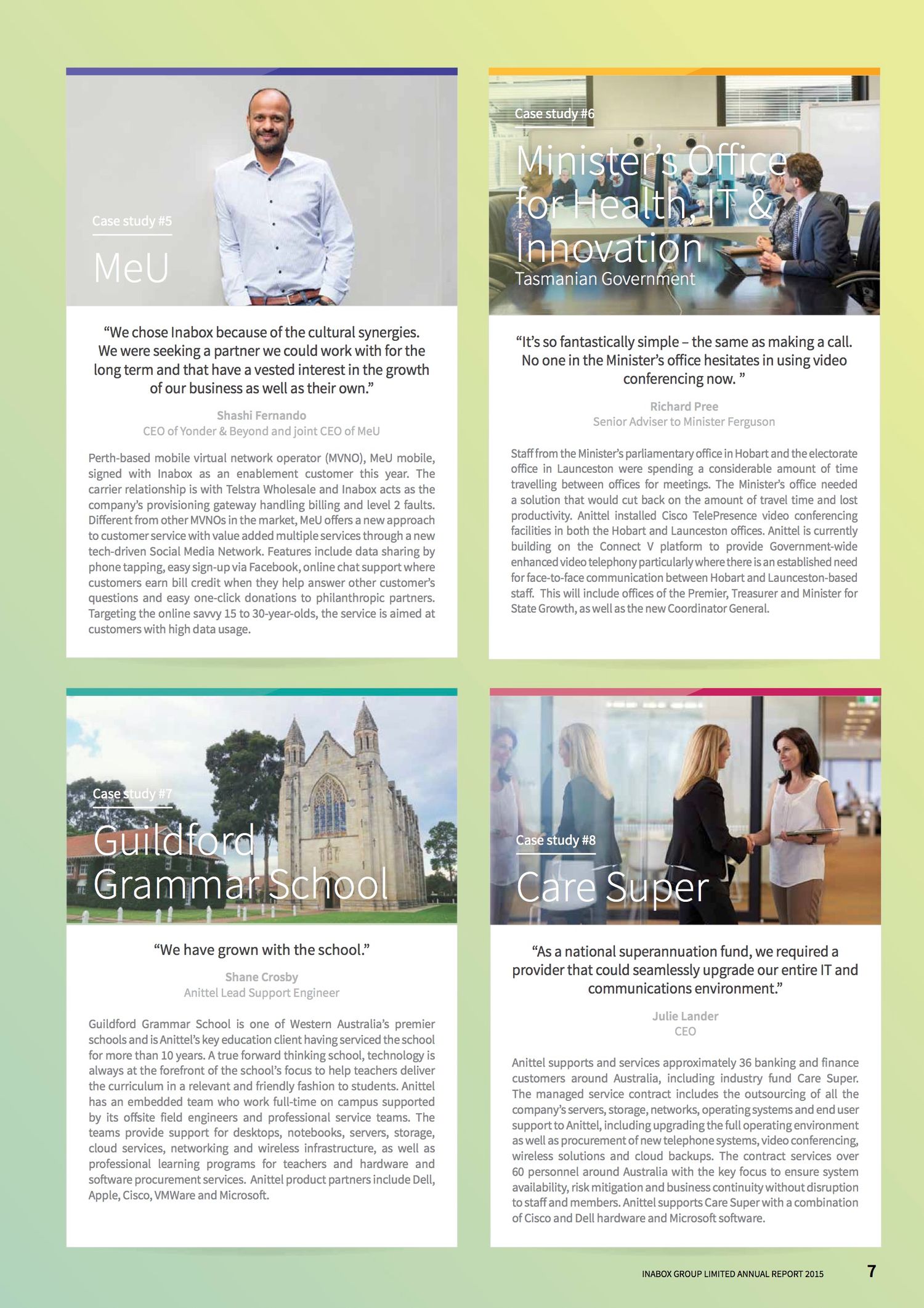 Modern website design showcasing various business sections and team members in a clean layout.