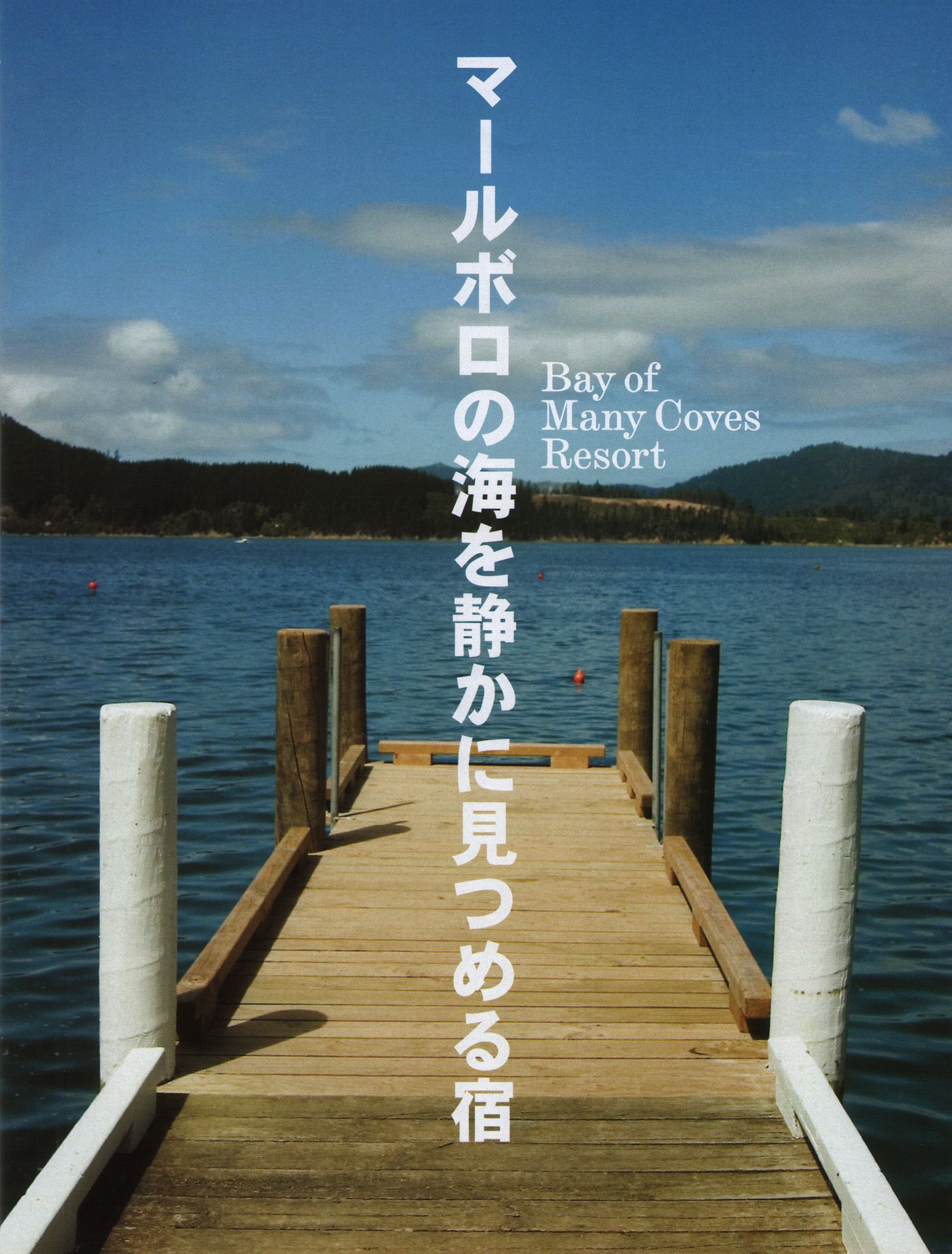 Wooden jetty extending into blue water at Bay of Many Coves Resort.