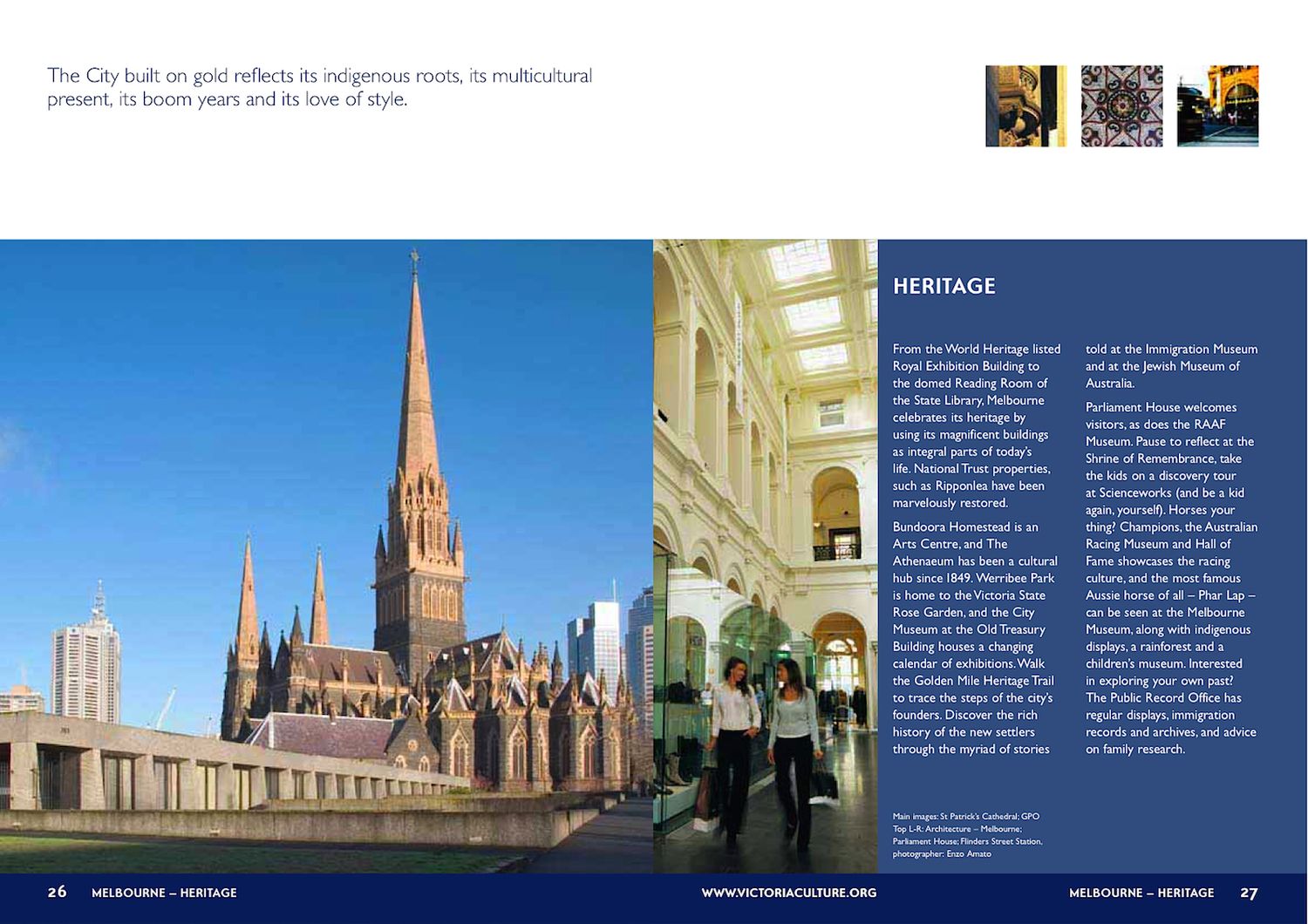 Panoramic view of a historic church spire and buildings with architectural details.