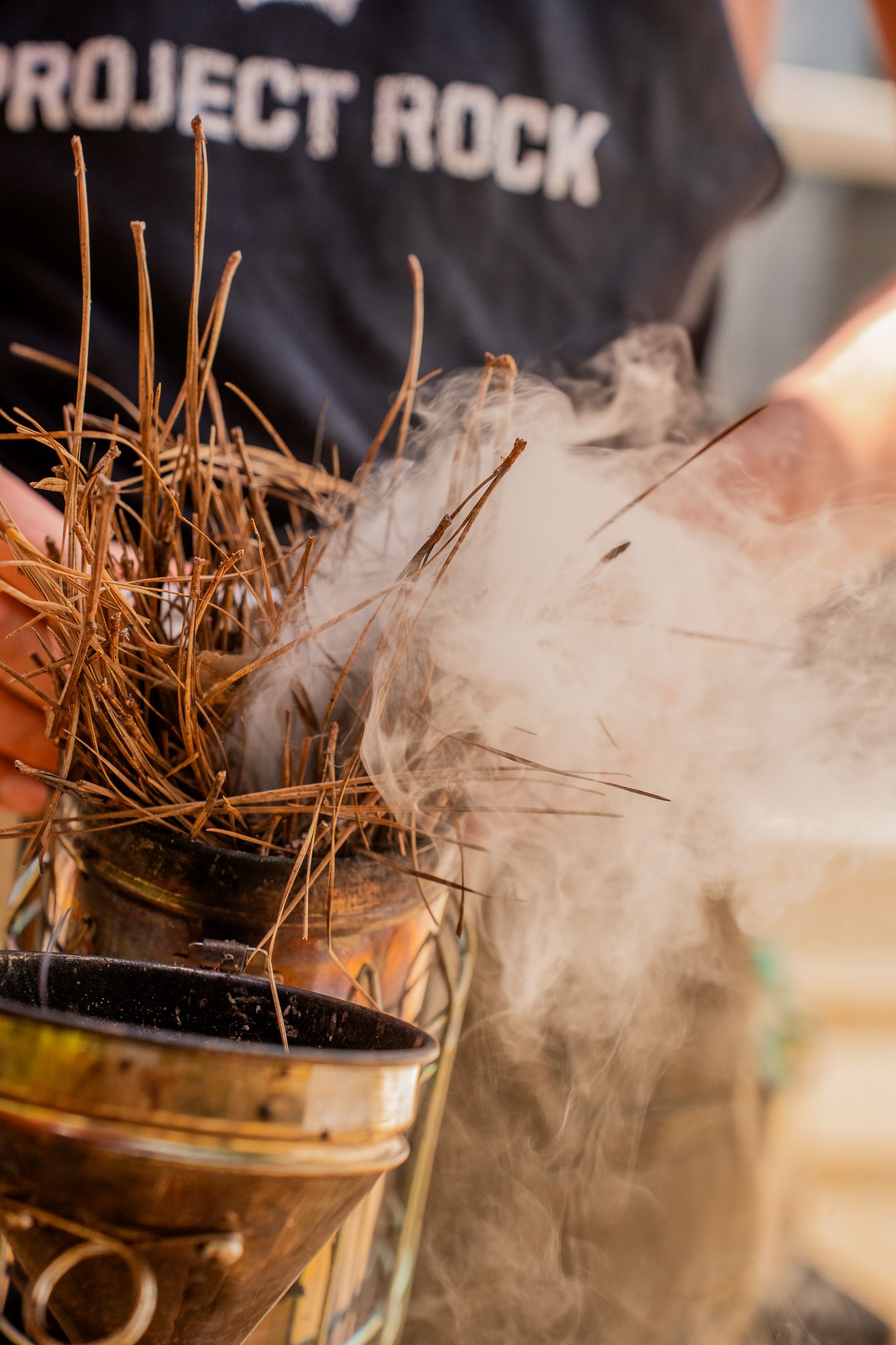 Close up of beekeeping smoker
