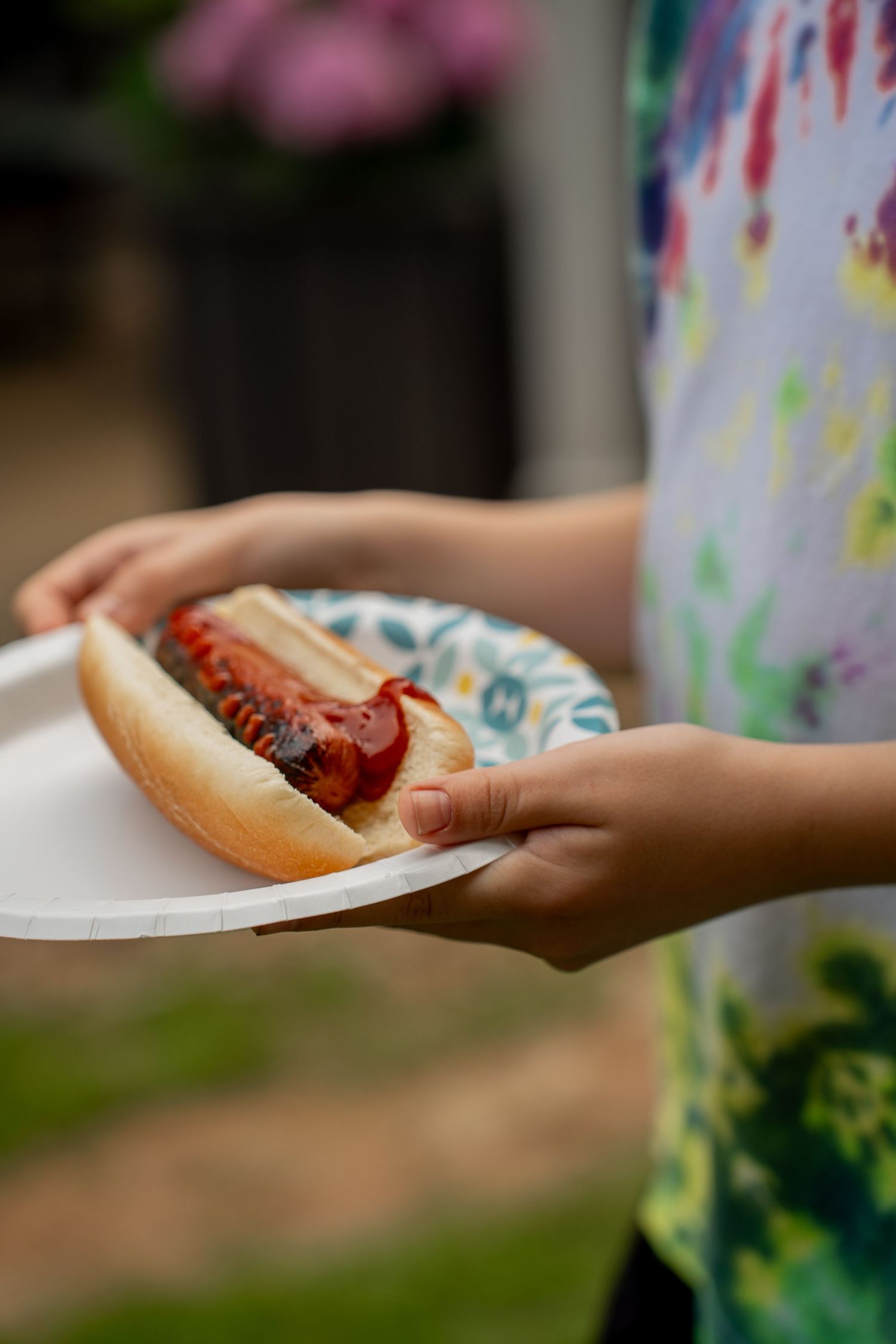 Close up of cooked hotdog
