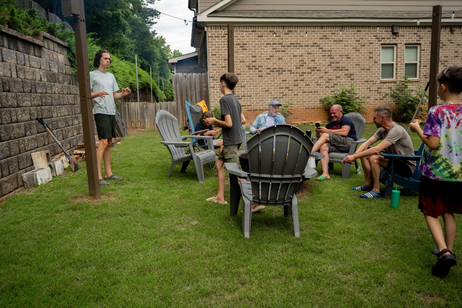 Group round fire outside