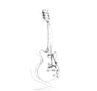 Simple line drawing of abstract guitar.