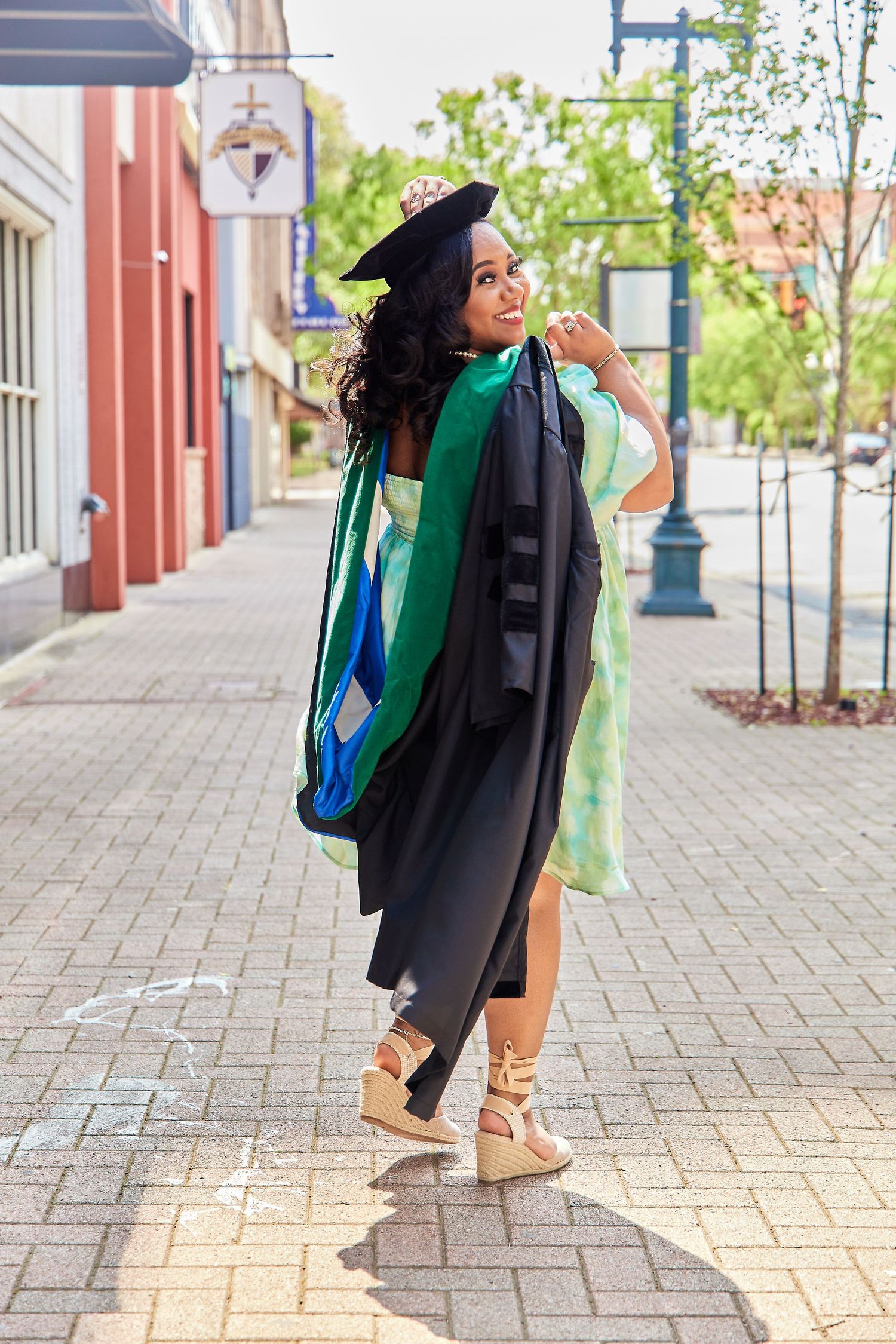 Masters degree graduation portrait DFW — vibrant editorial graduate photography by Studio Mari Forney TX formerly Mari Jaxn Studio
