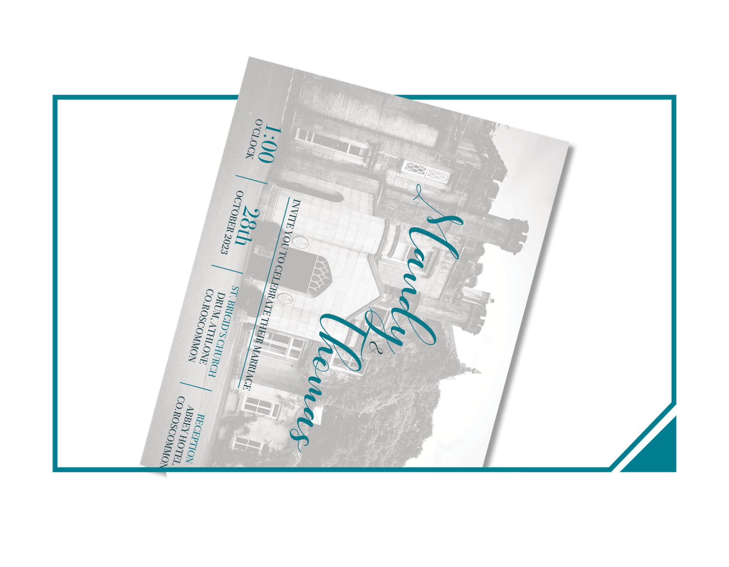 Custom-designed and printed wedding invitations and booklets with elegant typography and layout.