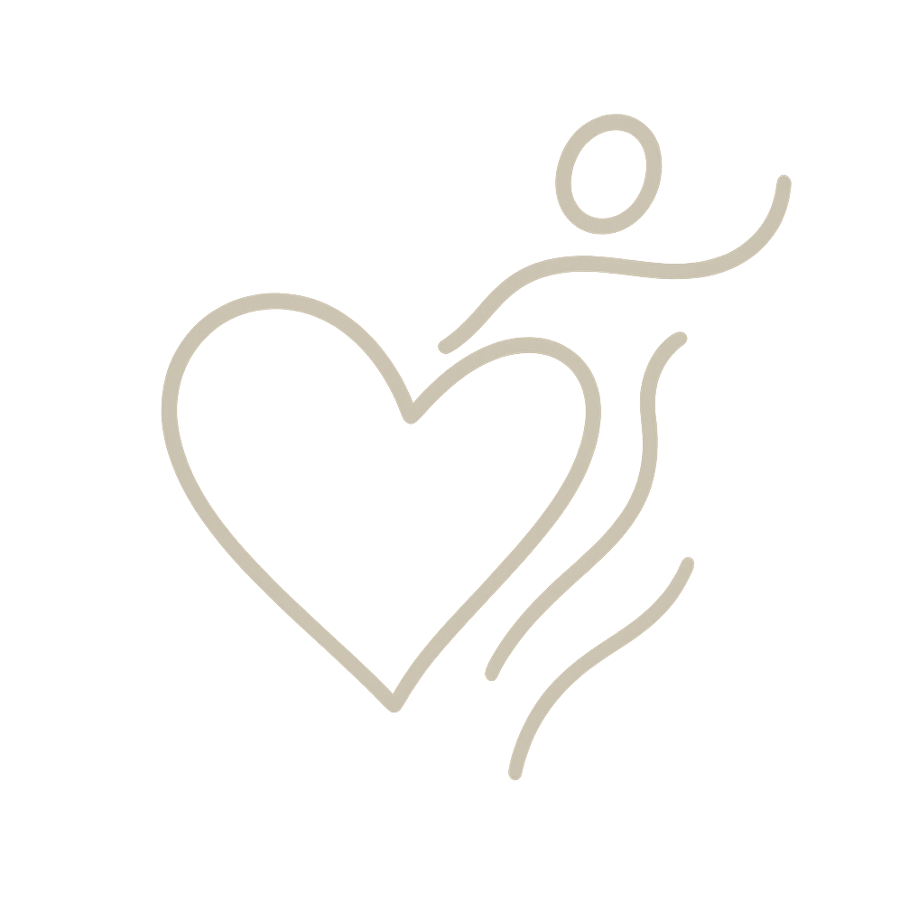 Simple line art illustration with hearts, ellipses and squiggles in light beige color.