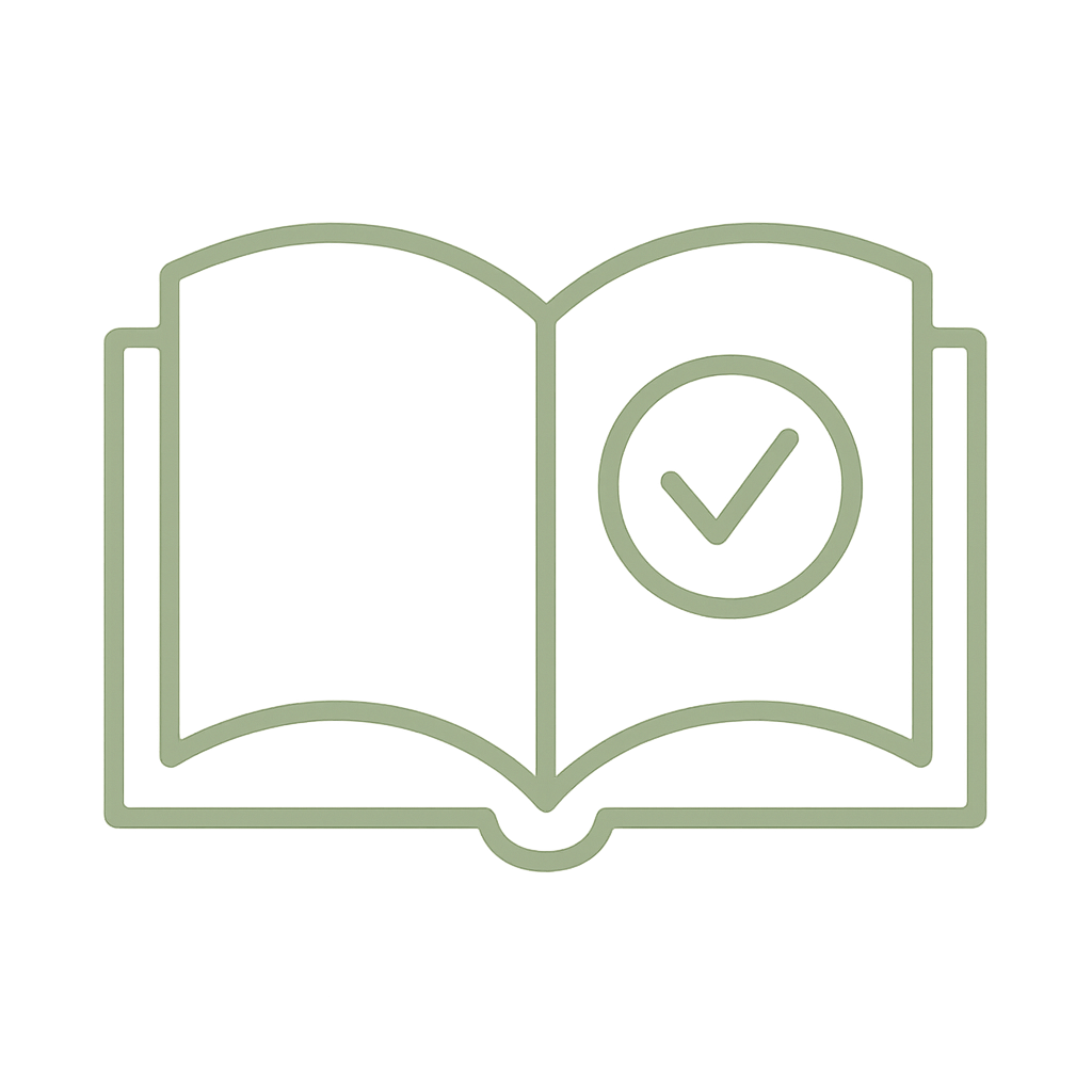 Row of green book icons with simple line drawings showing different book states and reading progress indicators.
