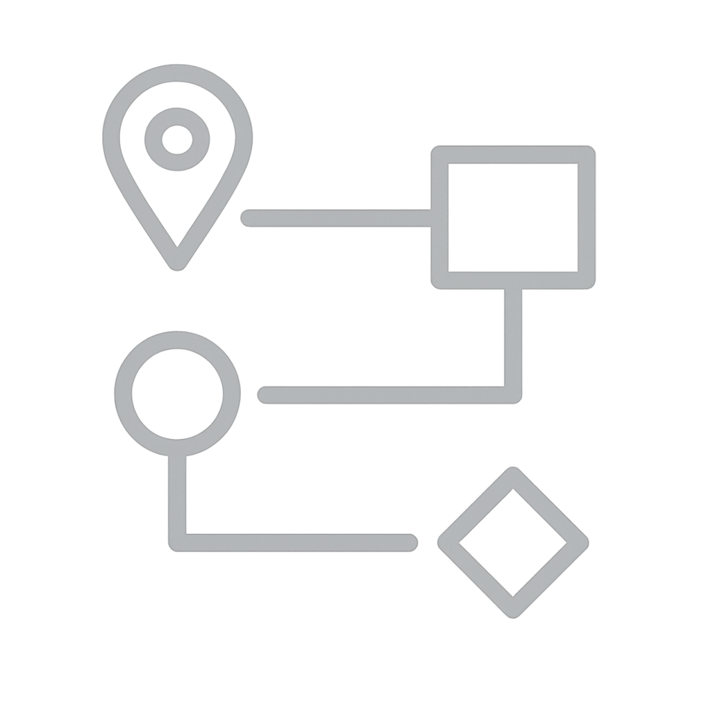 Minimalist outline icons for user interface elements and computer settings shown in light gray against white background.