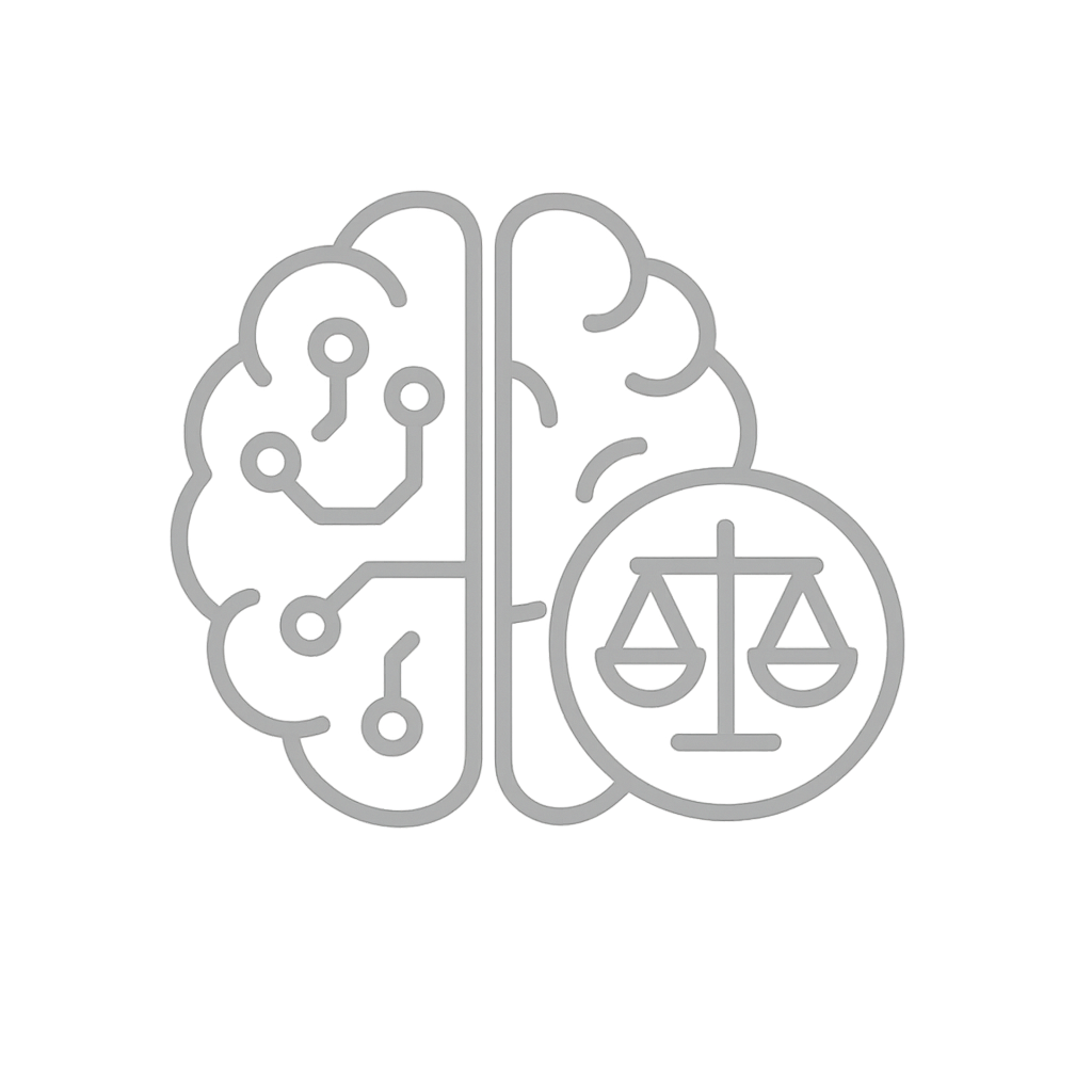 Brain and balance scale icons illustrating legal thinking concepts.