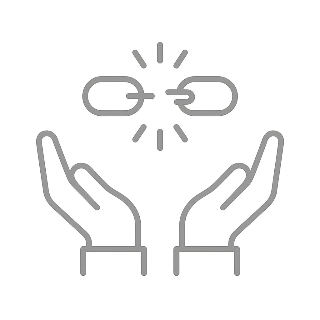 Simple line illustrations of hands raised in celebration with sparkle effects.