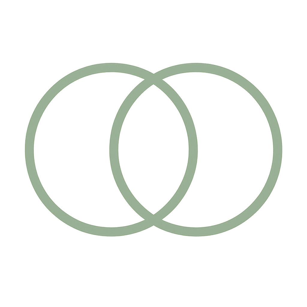 Gold wedding rings overlapping in a repeating loop pattern on white background, symbolizing eternal love and marriage.