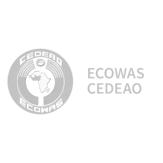 ECOWAS CEDEAO official logo in gray, featuring African continent emblem for Economic Community of West African States.