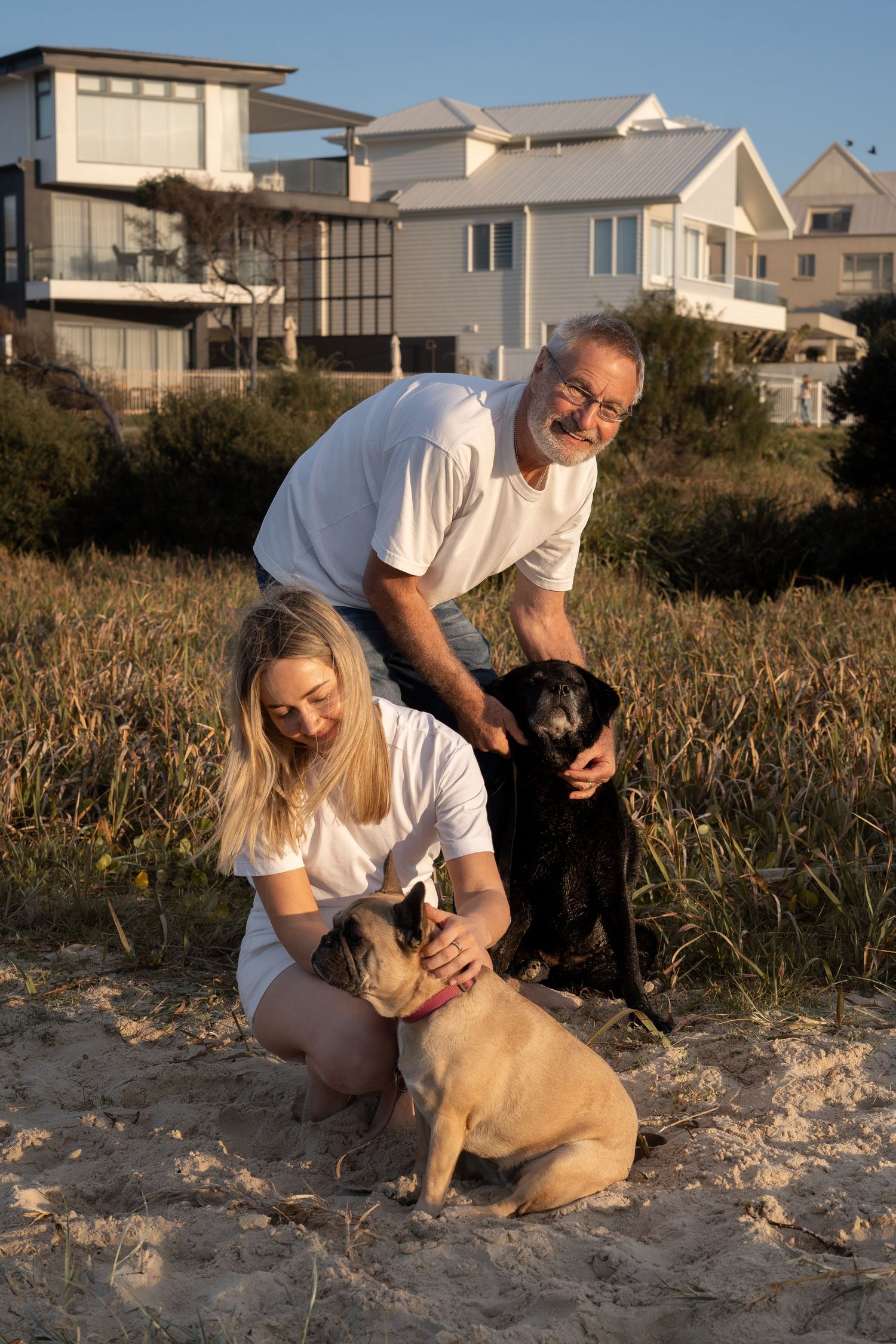 Father and daughter during pet and family photoshoot at Currumbin beach