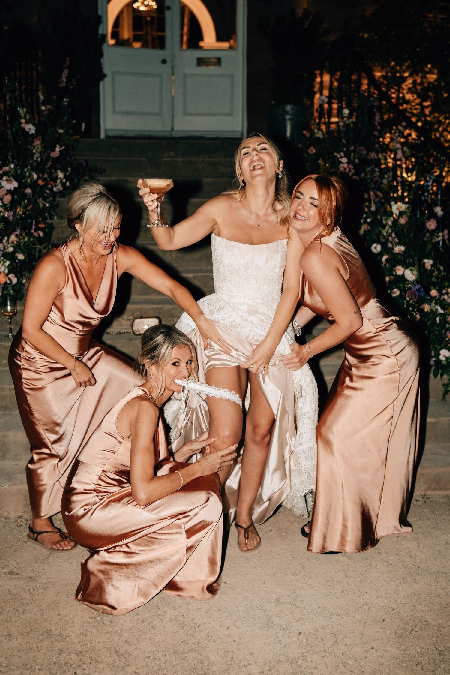 Tina Hevingham documenting bridal party at Newton Hall, Northumberland by Manchester Wedding photographer.